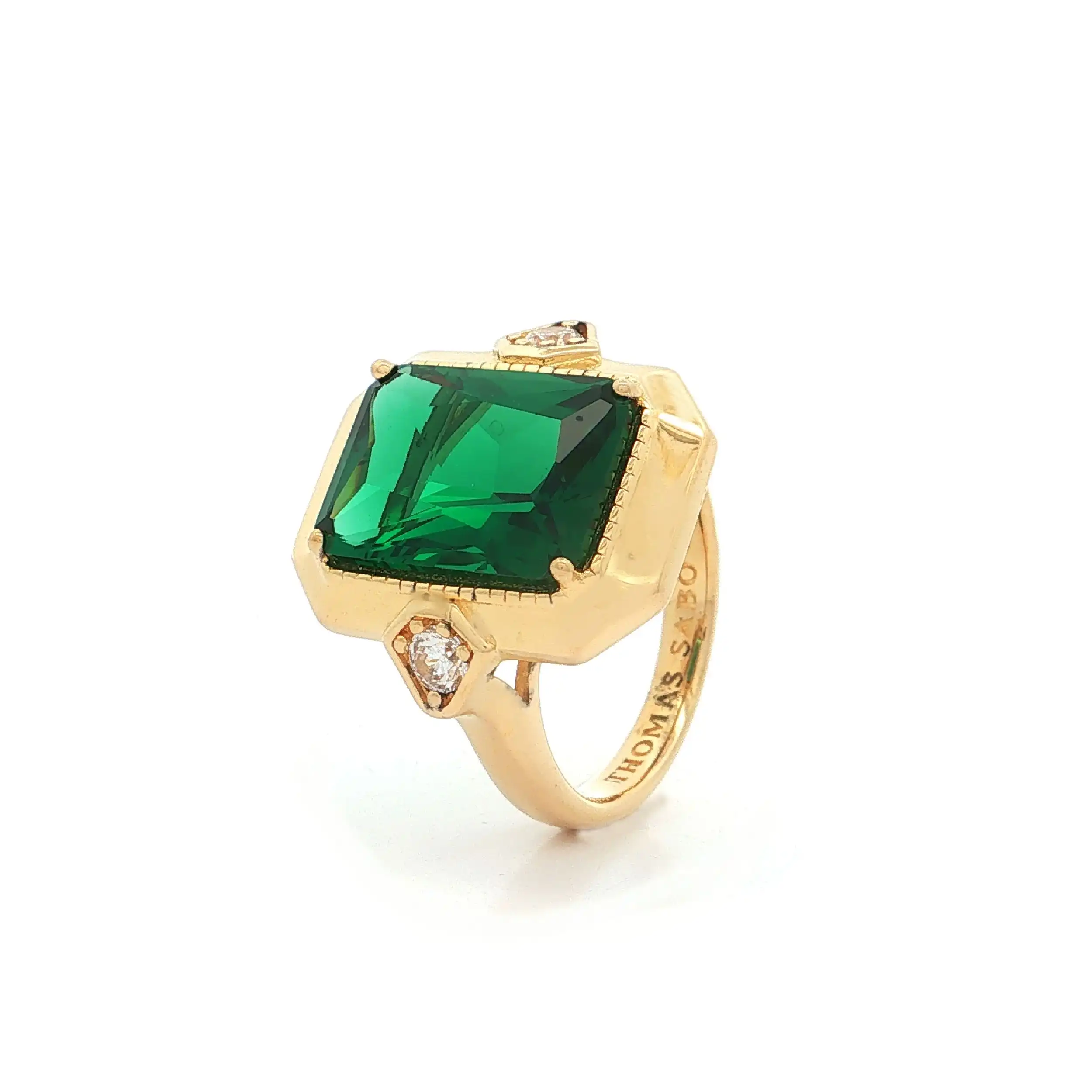 Ring Silber vergoldet mit grünem Farbstein und Zirkonia "Thomas Sabo" Ring Silber vergoldet mit grünem Farbstein und Zirkonia "Thomas Sabo"