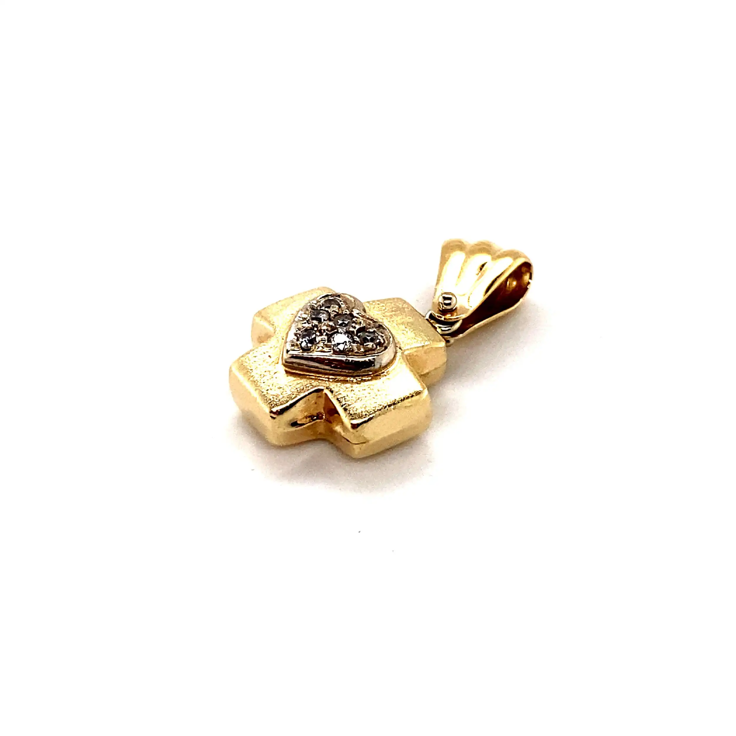 Anhänger Gelbgold Kreuz und Herz mit Zirkonia Anhänger Gelbgold Kreuz und Herz mit Zirkonia