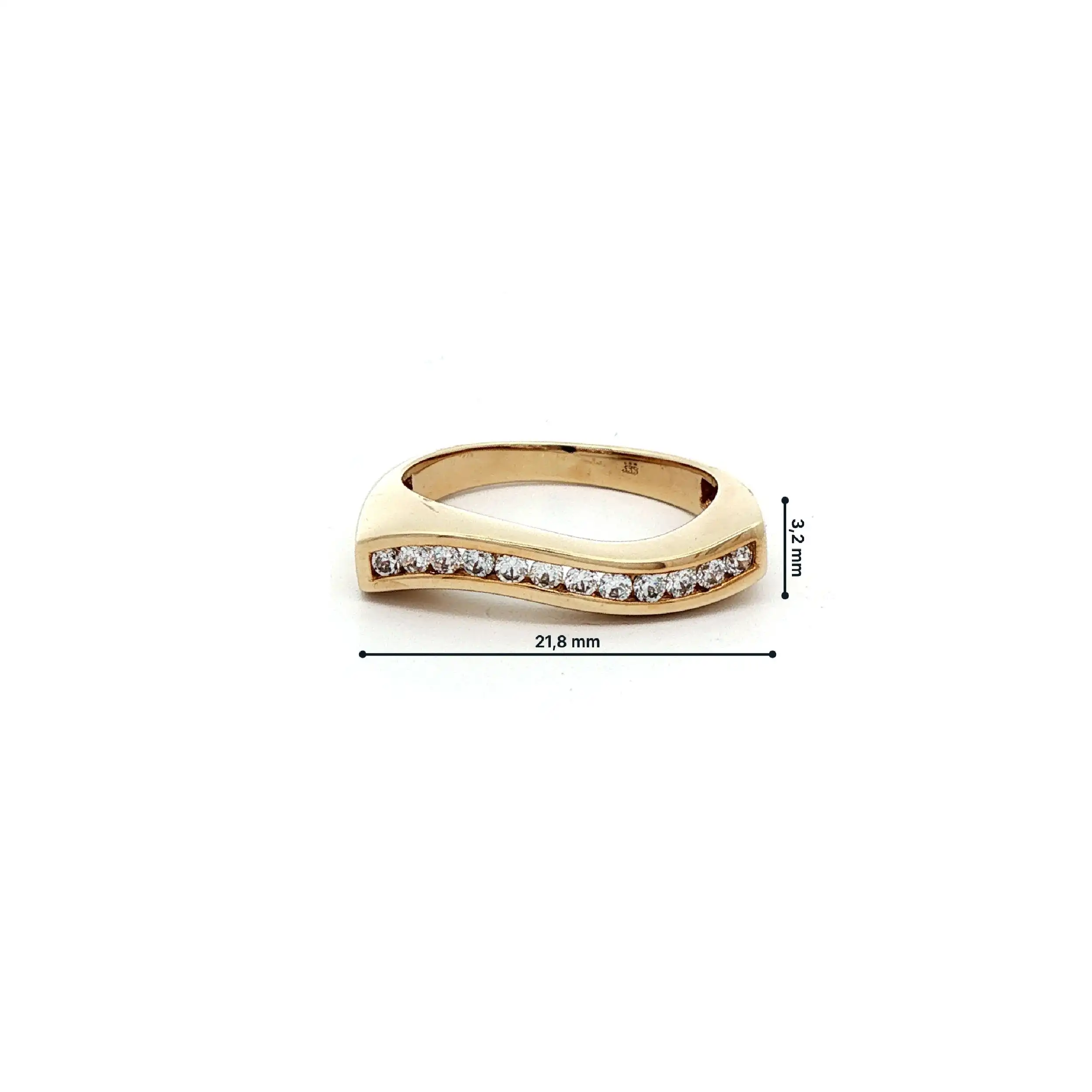 Ring Gelbgold mit Wellen-Muster mit Zirkonia
