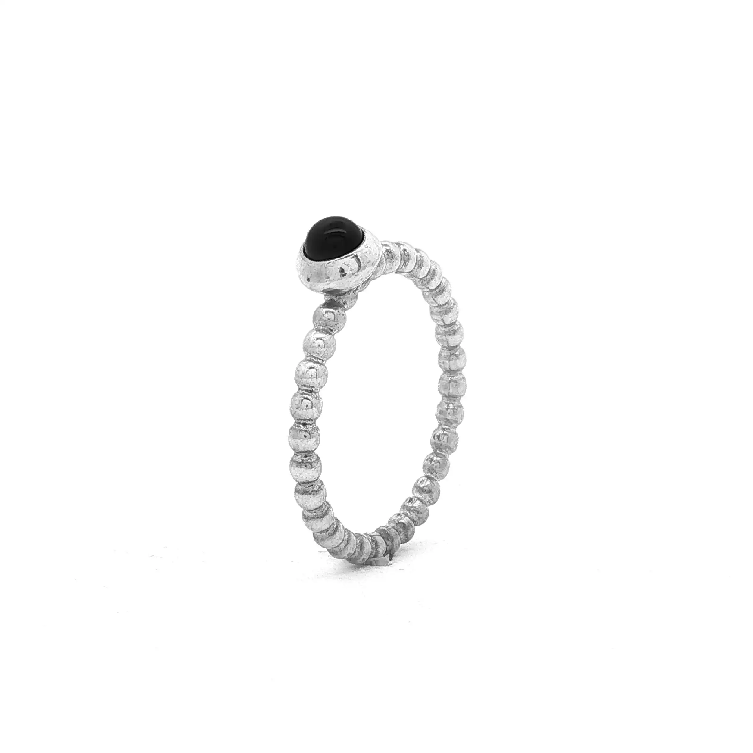 Ring Silber Pandora Kügelchenring mit Onyx Ring Silber Pandora Kügelchenring mit Onyx