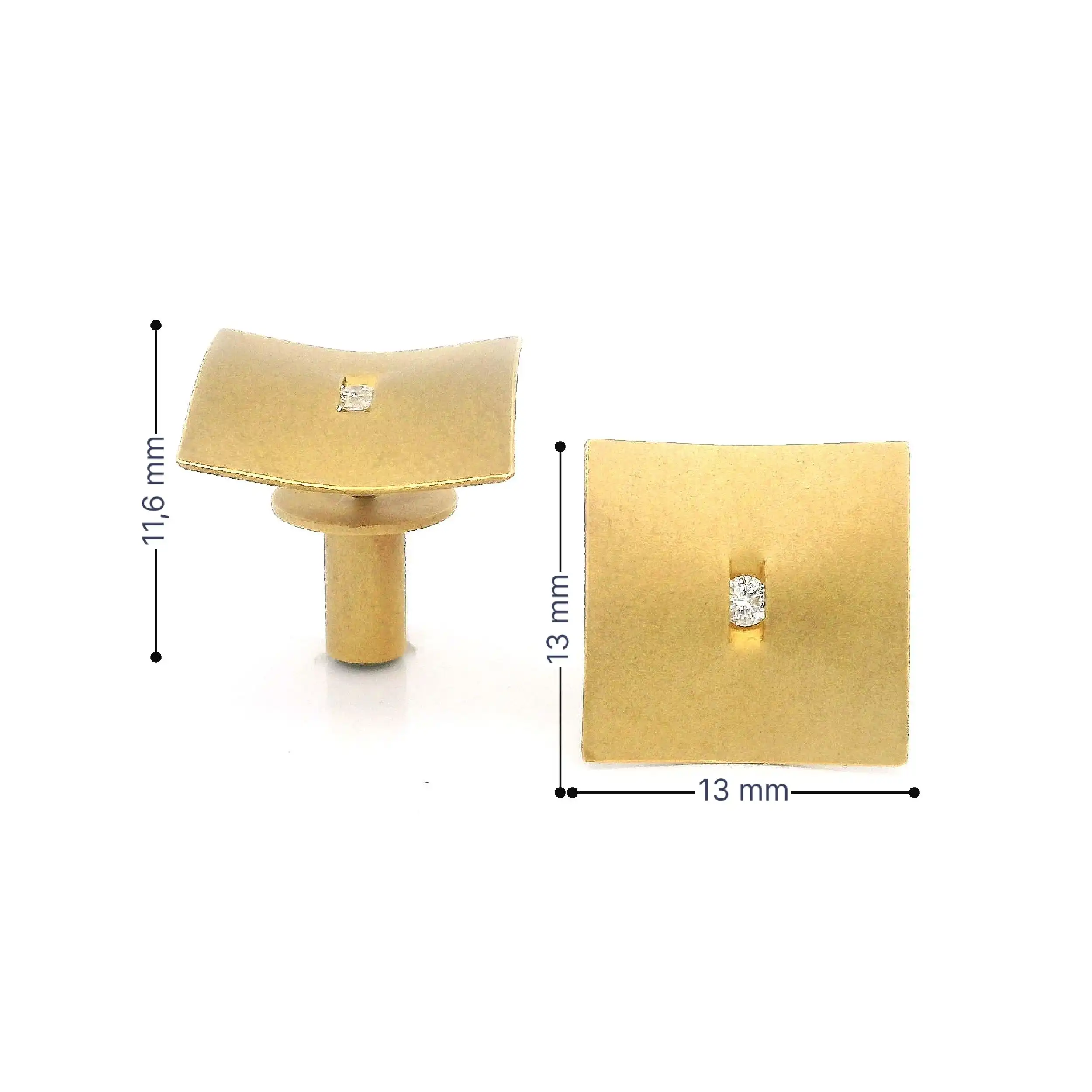 Paar Ohrstecker Gelbgold Niessing Segel mit Brillanten und Stoppern