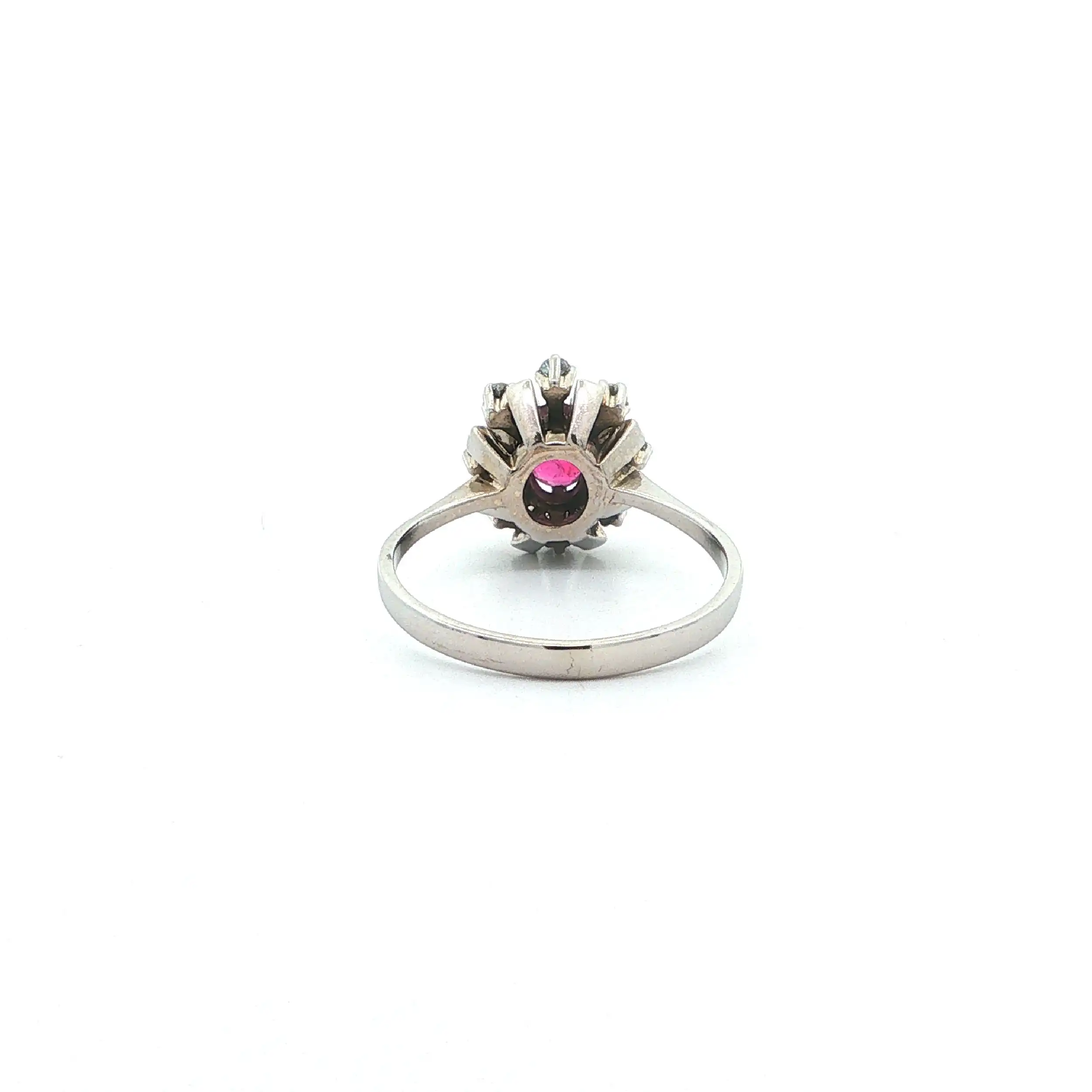 Ring Weißgold mit rotem Farbstein & Diamanten