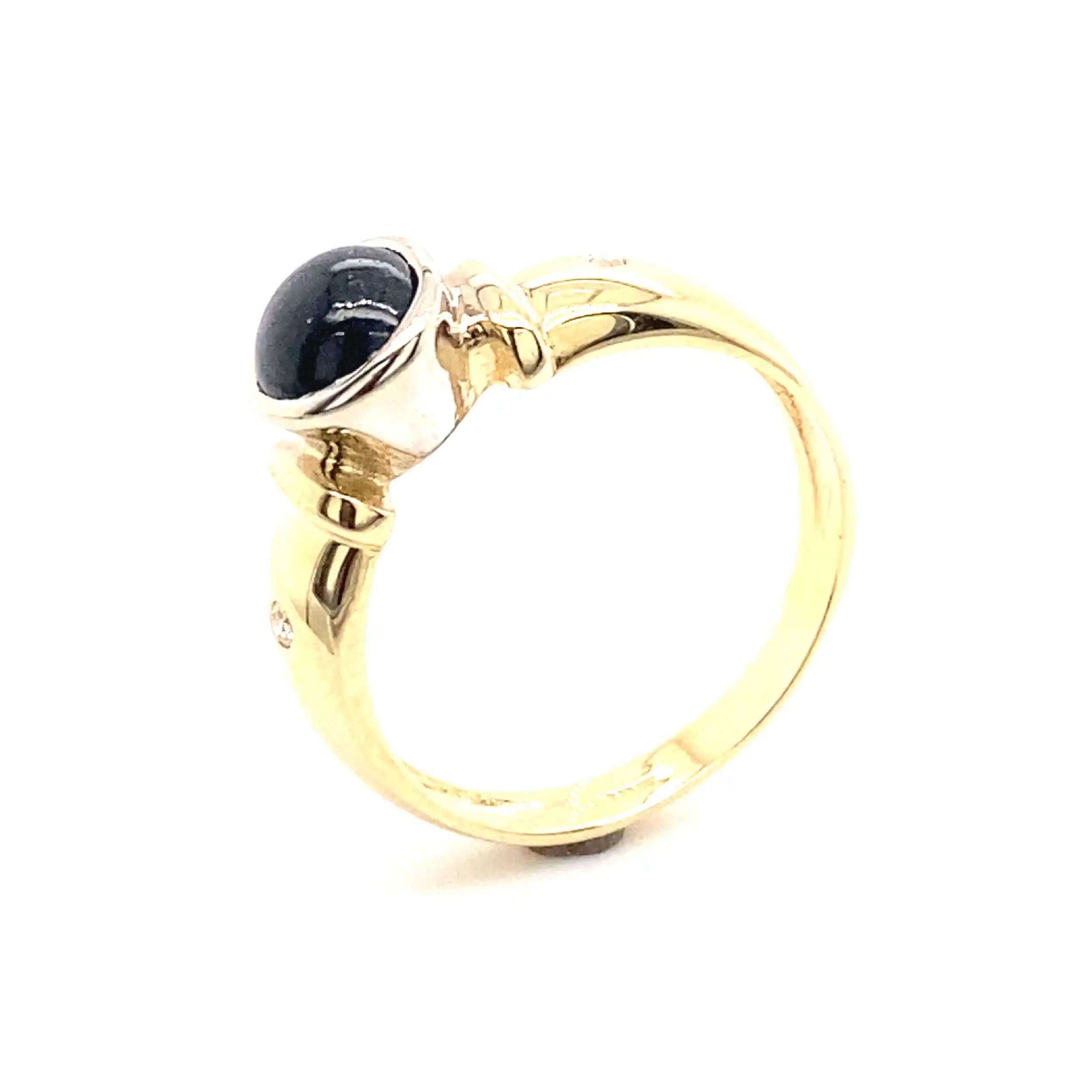 Ring Gelbgold mit blauem Farbstein & Zirkonia