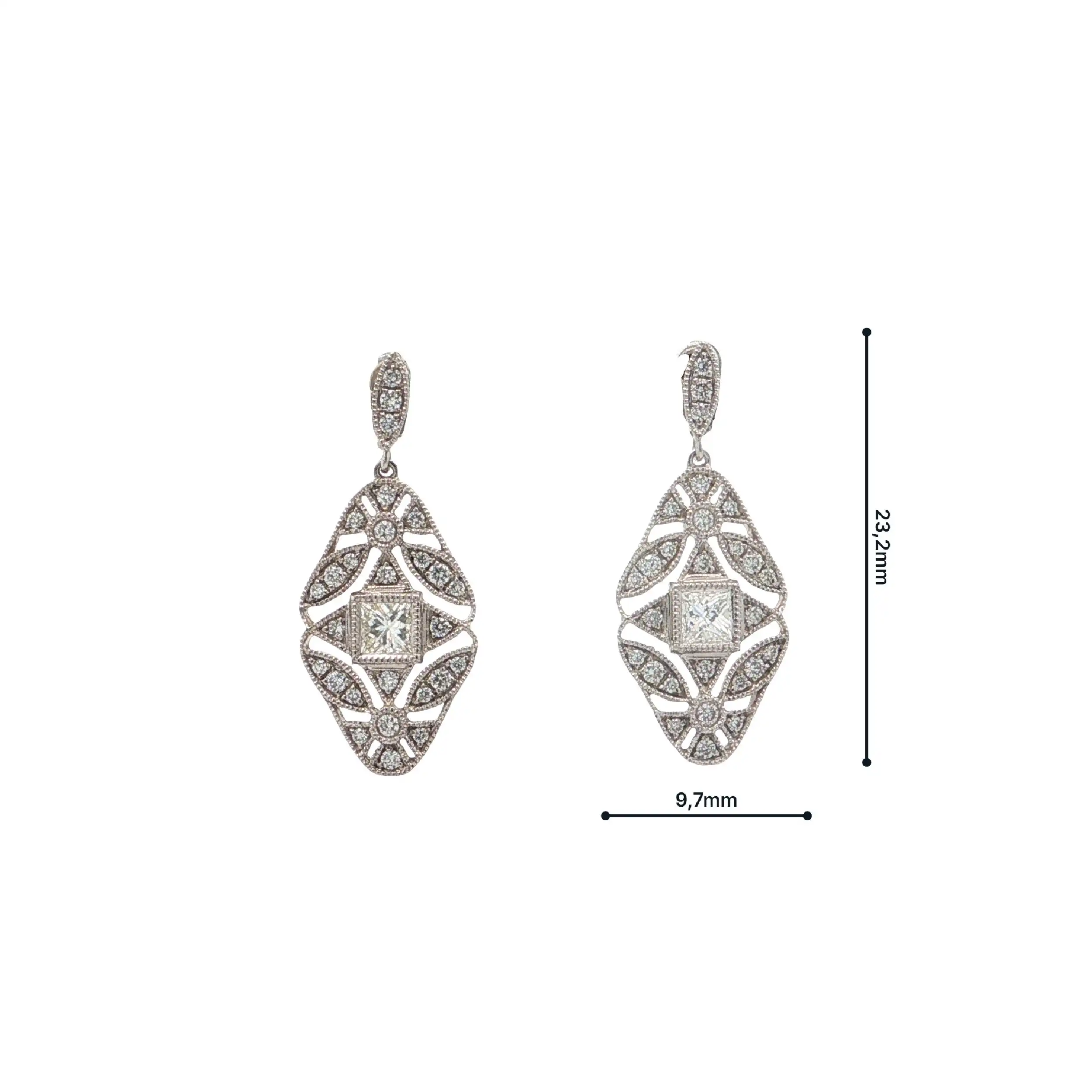 Ohrstecker Weißgold mit Brillanten 0,27ct. TW/SI & Princess Diamanten 0,32ct. TW/SI