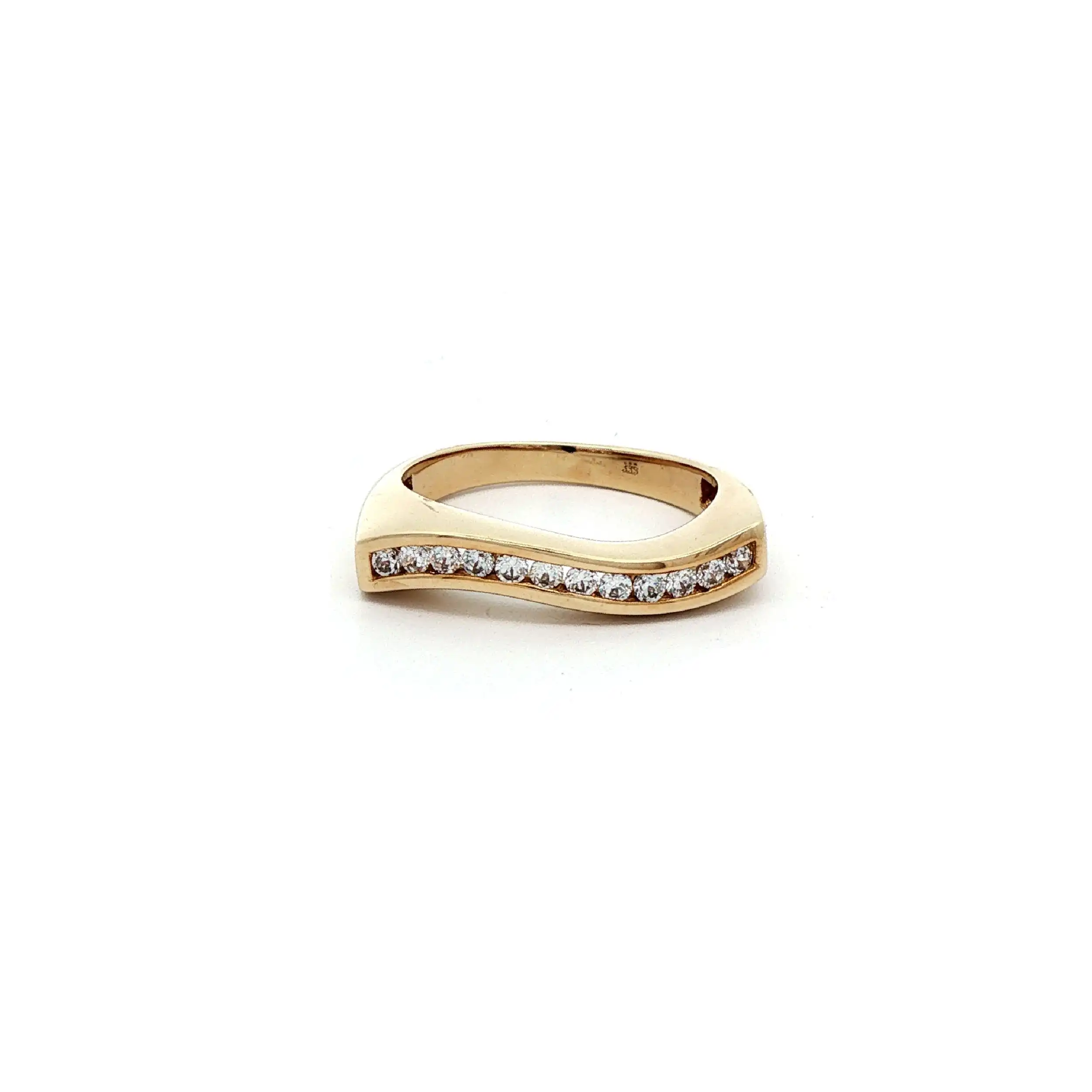 Ring Gelbgold mit Wellen-Muster mit Zirkonia
