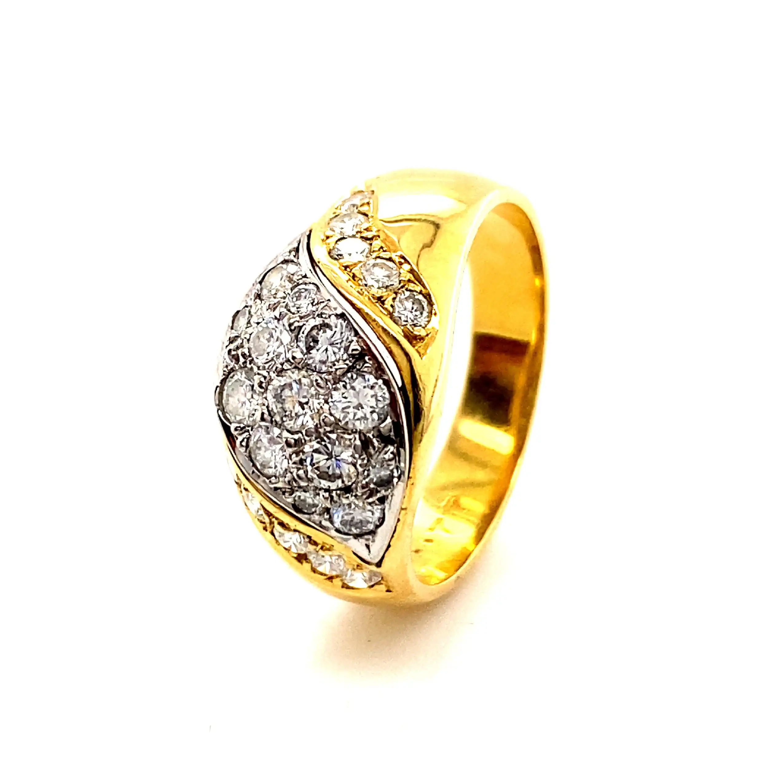 Ring Bicolor mit Brillanten, graviert mit 0,77ct.