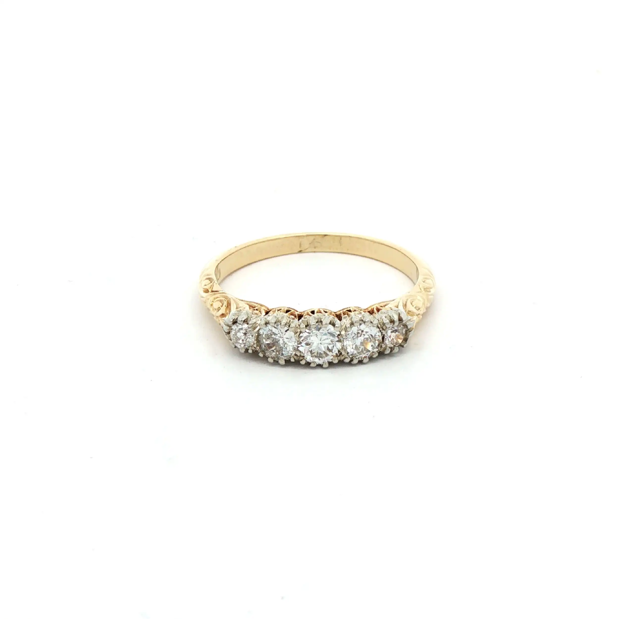 Ring Gelbgold mit Brillanten und Altschliffdiamanten