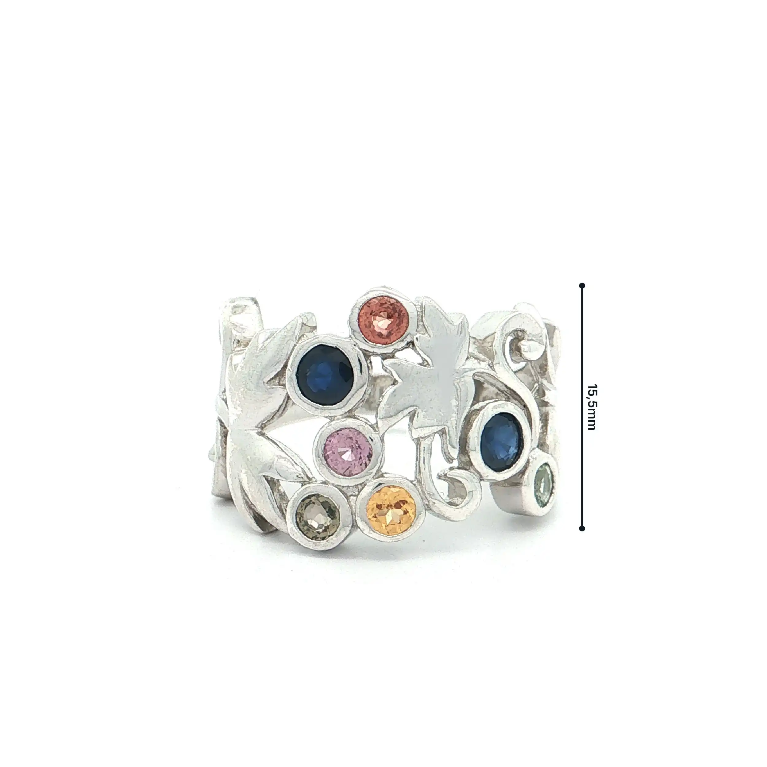 Ring Silber mit bunten Saphiren und Zirkonia