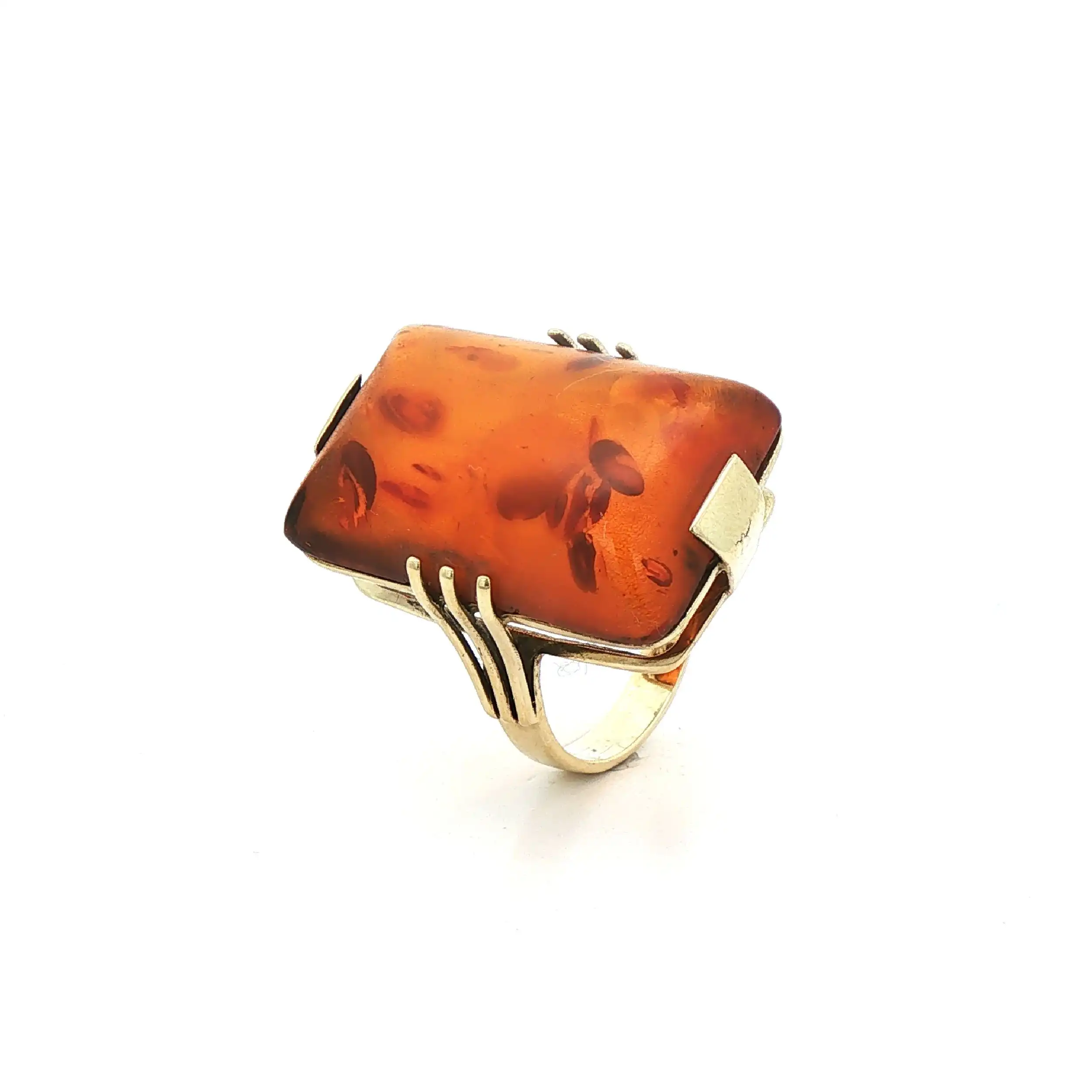 RIng Gelbgold mit Bernstein
