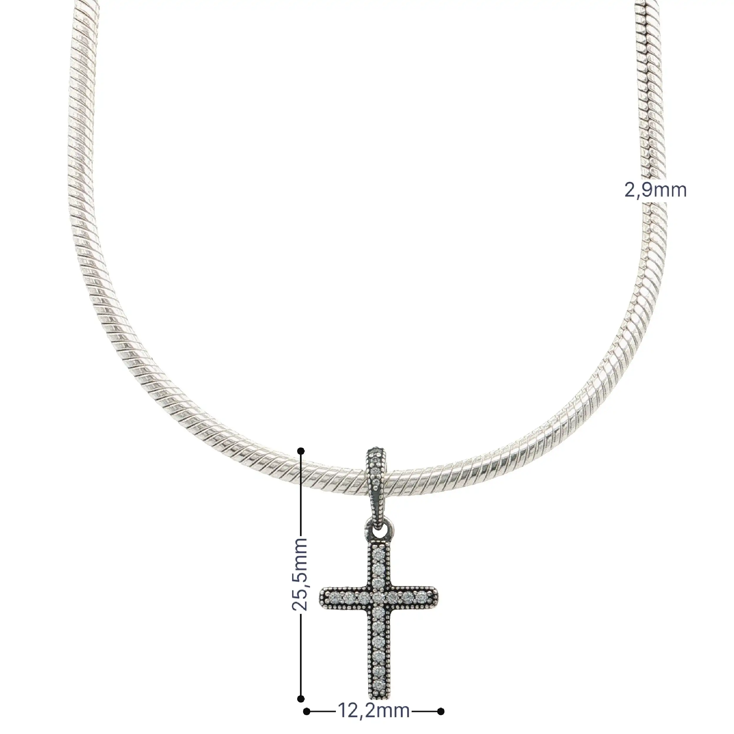 Schlangenkette Silber "Pandora" mit Kreuzanhänger mit Zirkonia Schlangenkette Silber "Pandora" mit Kreuzanhänger mit Zirkonia
