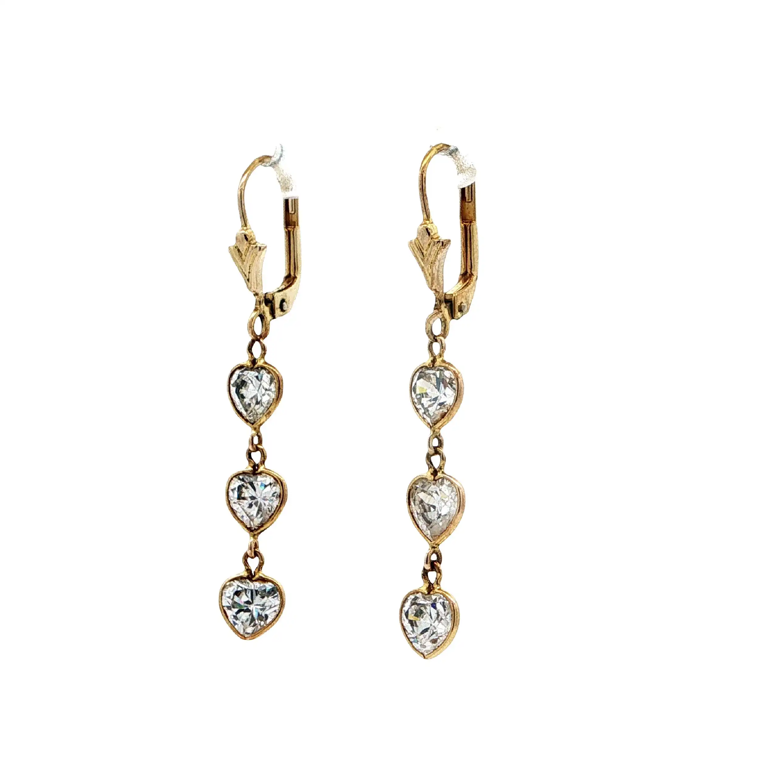 Ohrhänger Gelbgold "Herzen" mit Zirkonia
