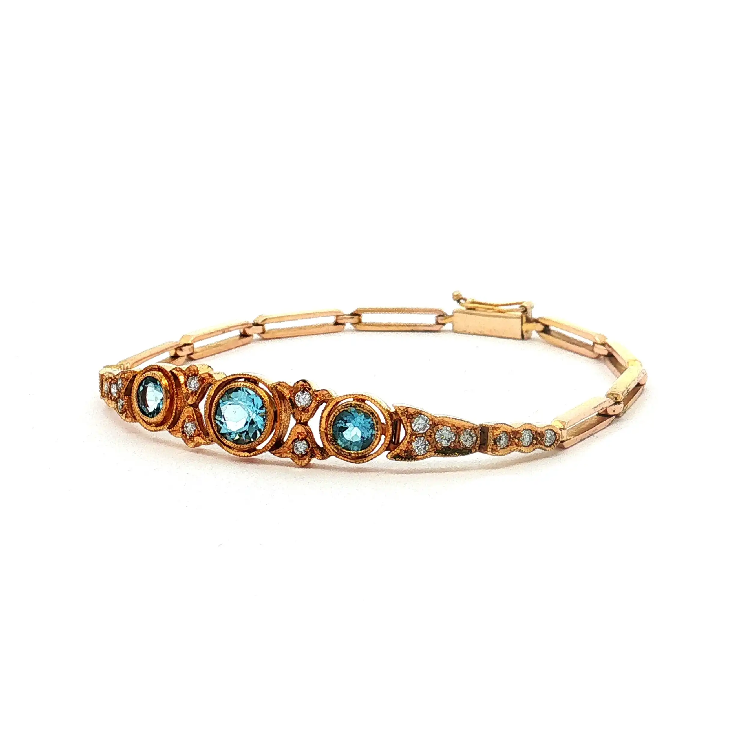 Armband Gelbgold mit Aquamarin und Brillanten