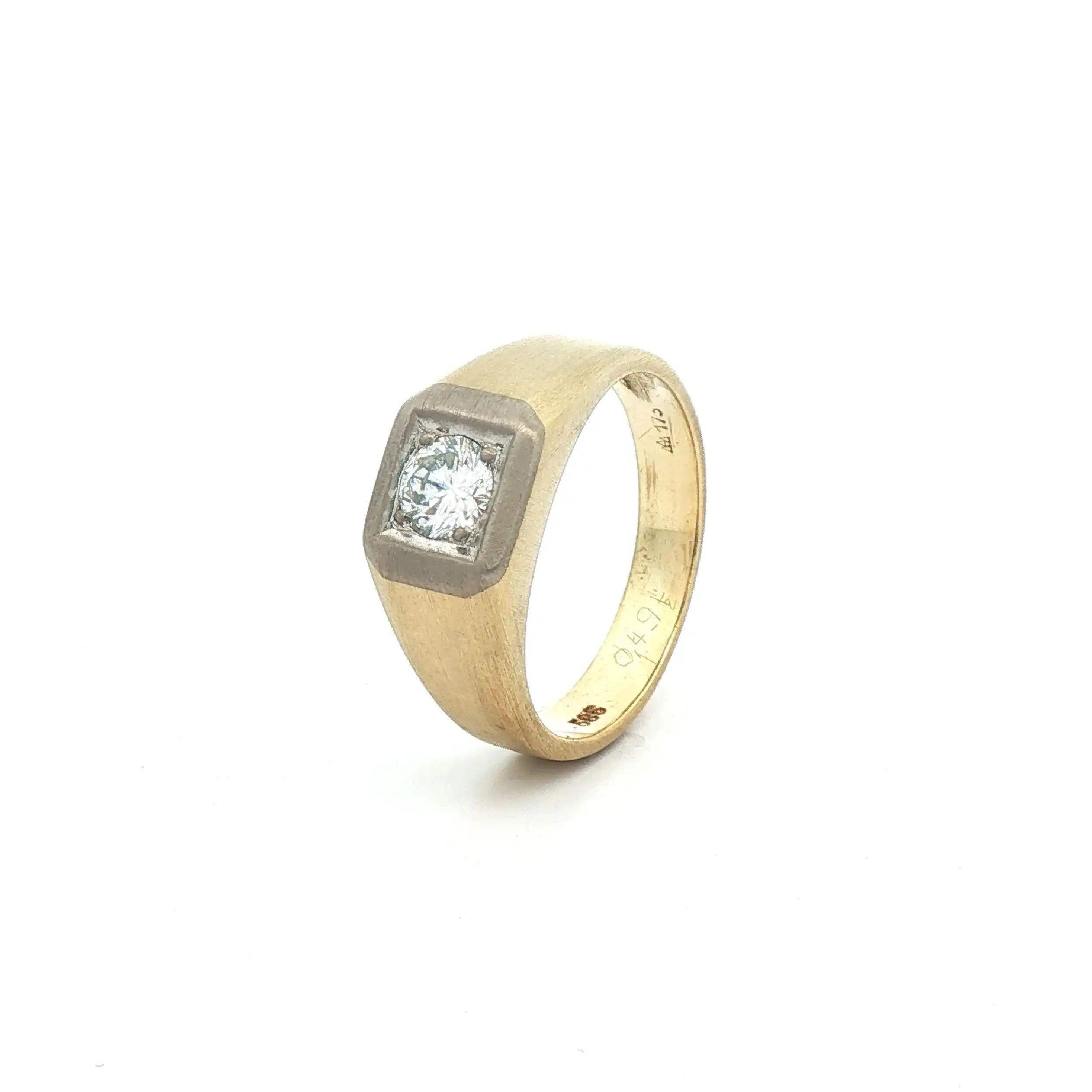 Ring Gelbgold mit Brillant, graviert mit 0,49ct