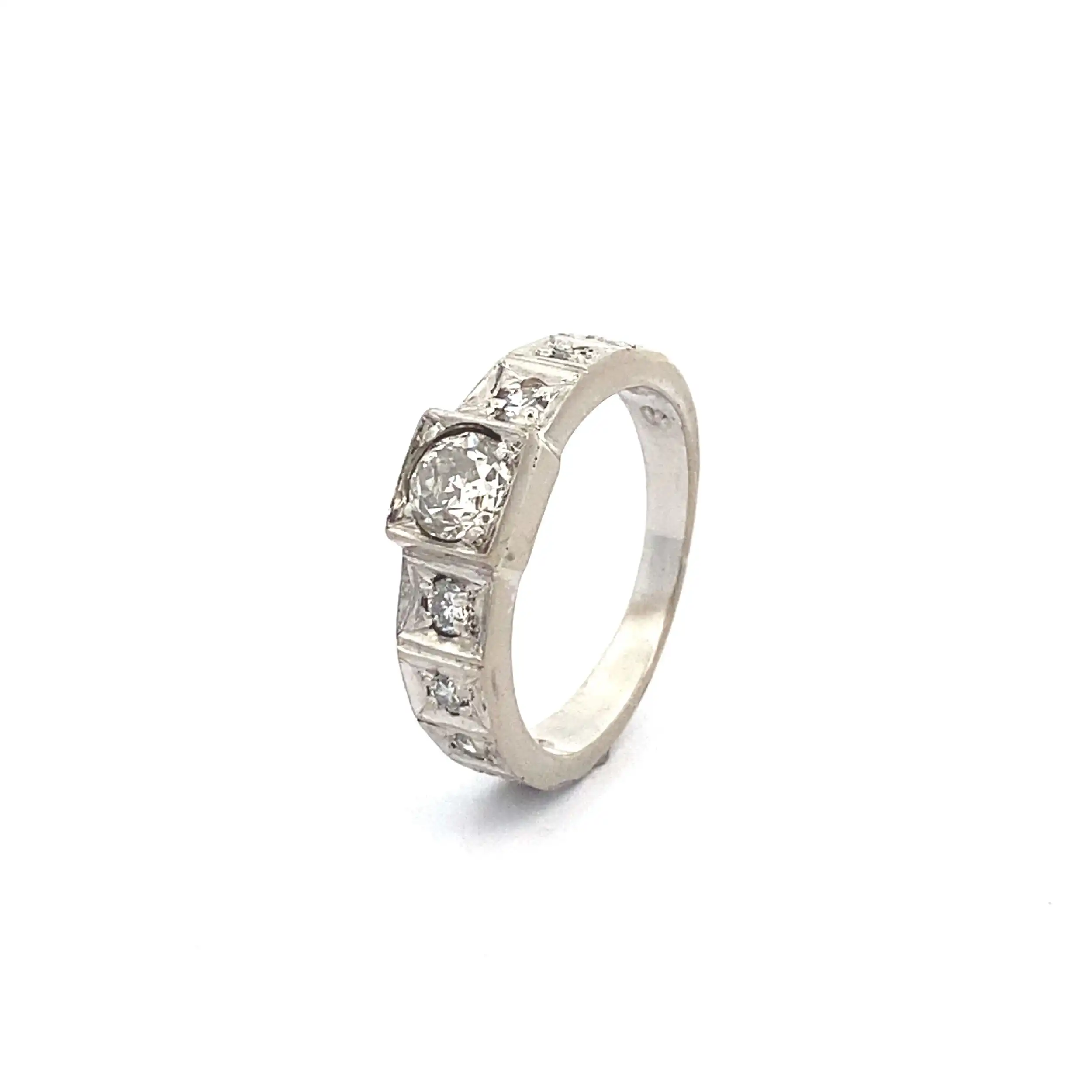 Ring Weißgold mit Altschliff Brillant, Brillanten und Diamanten