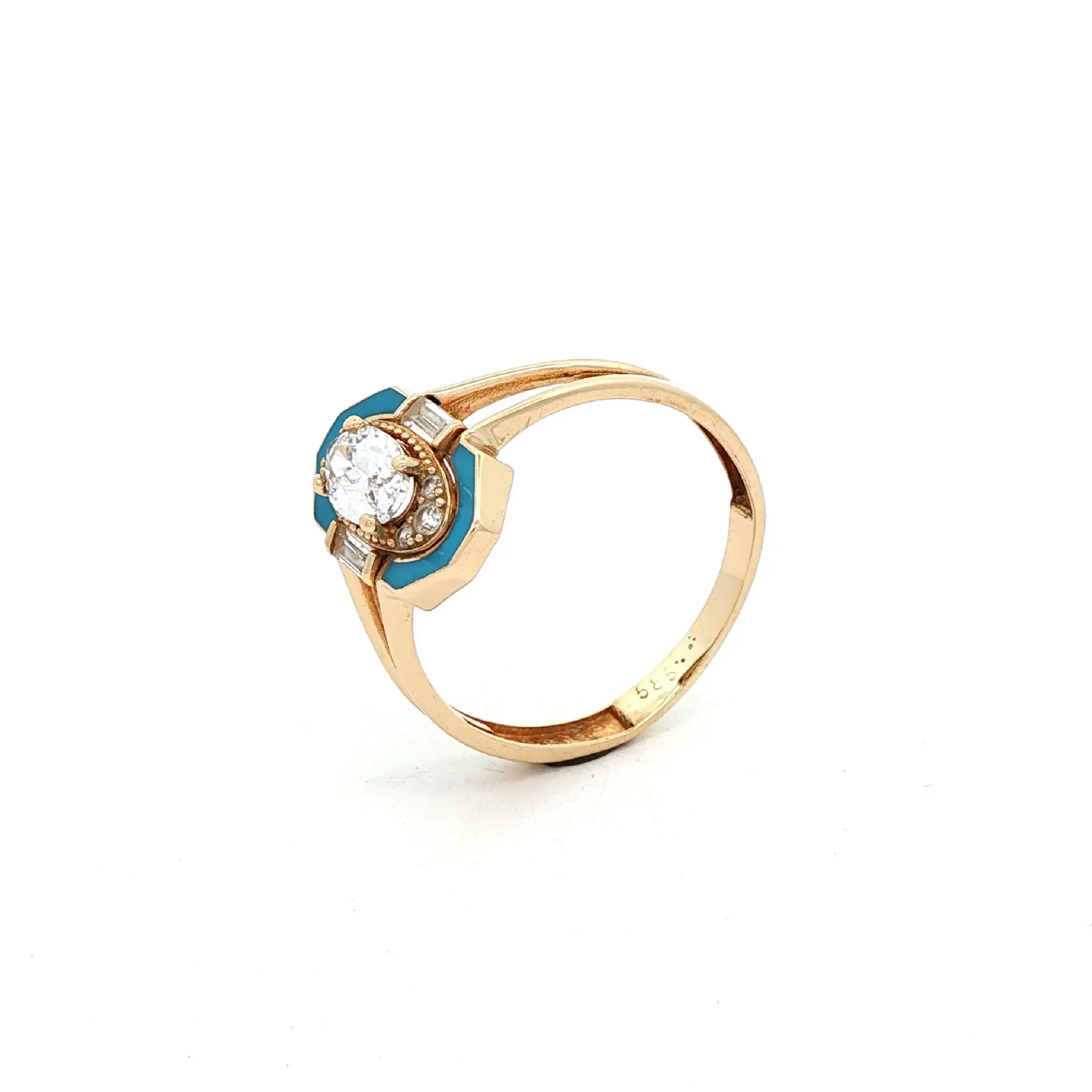 Ring Gelbgold mit Zirkonia und blauen Elementen Ring Gelbgold mit Zirkonia und blauen Elementen