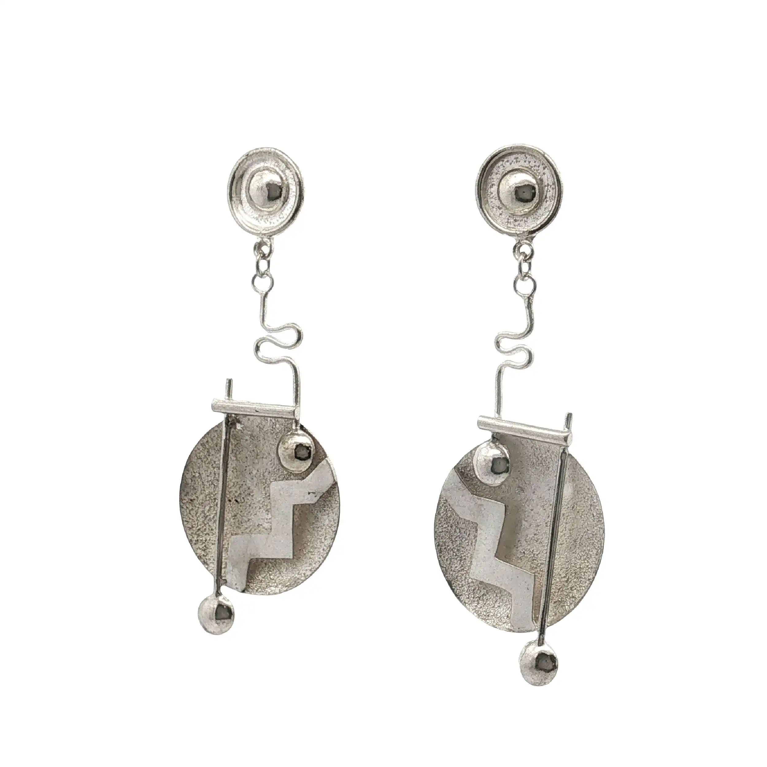 Paar Ohrstecker Silber Rund mit Muster
