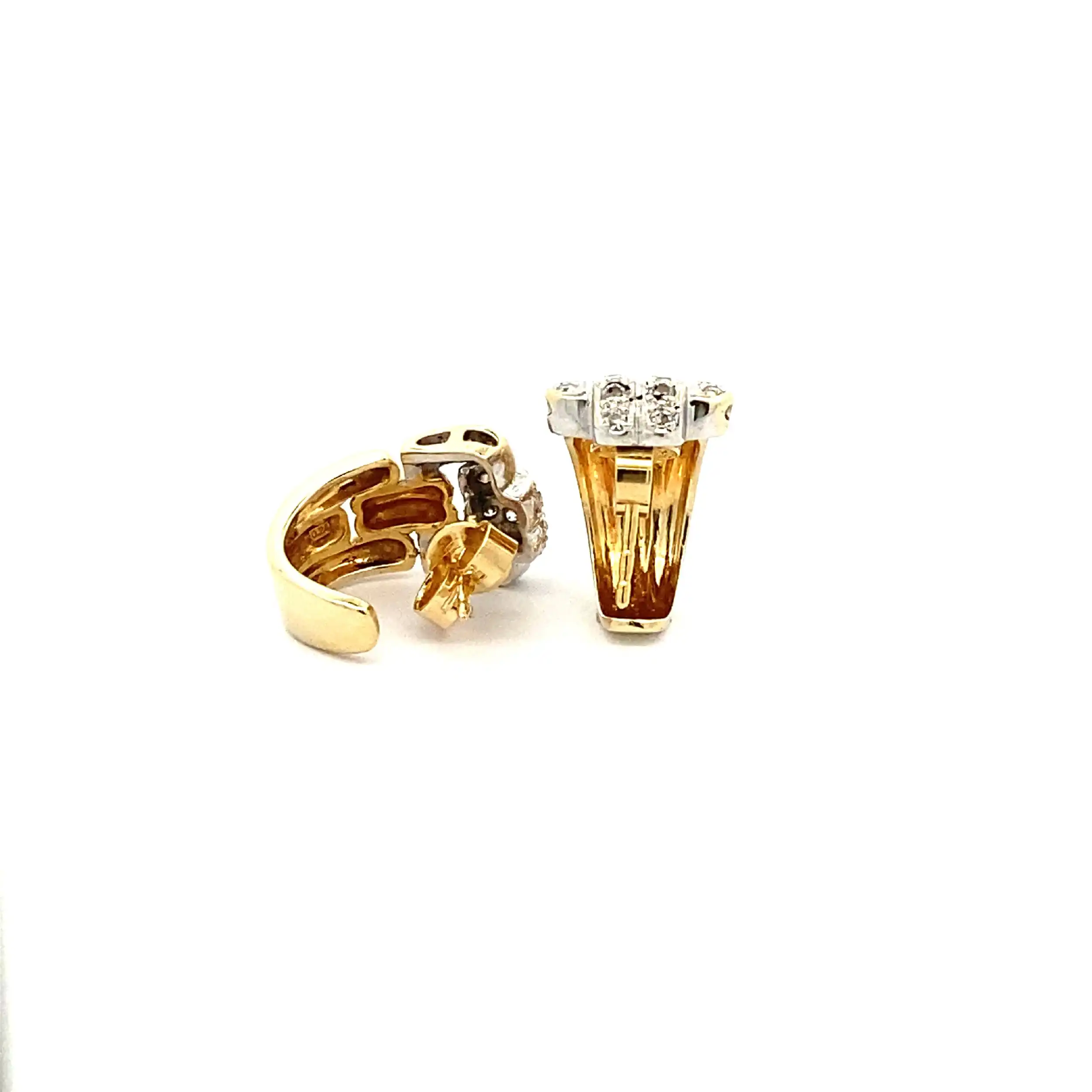 Ohrstecker Bicolor mit Brillanten, graviert mit je 0,24 ct