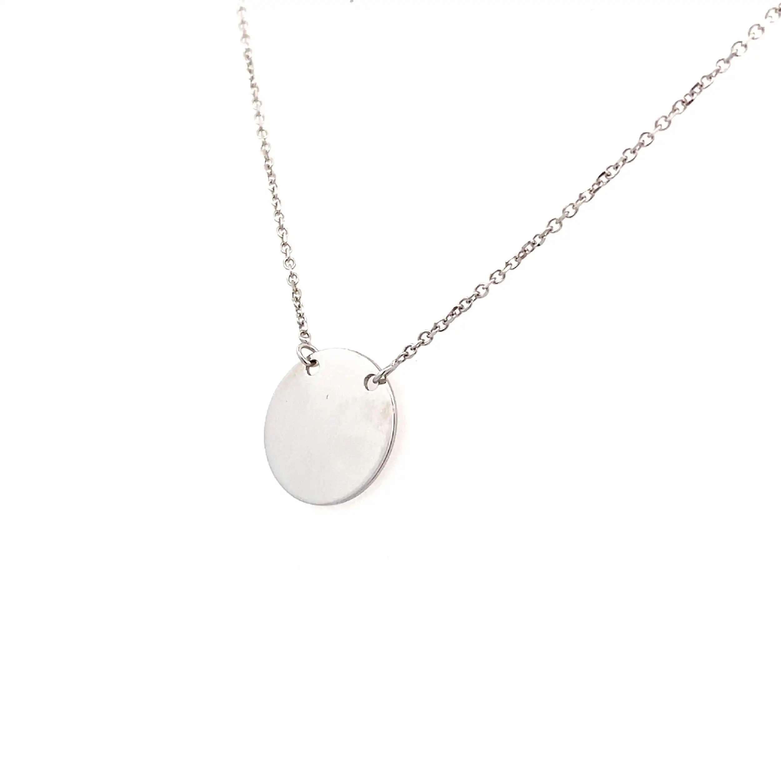 Ankerkette mit rundem Plättchen Weißgold Ankerkette mit rundem Plättchen Weißgold