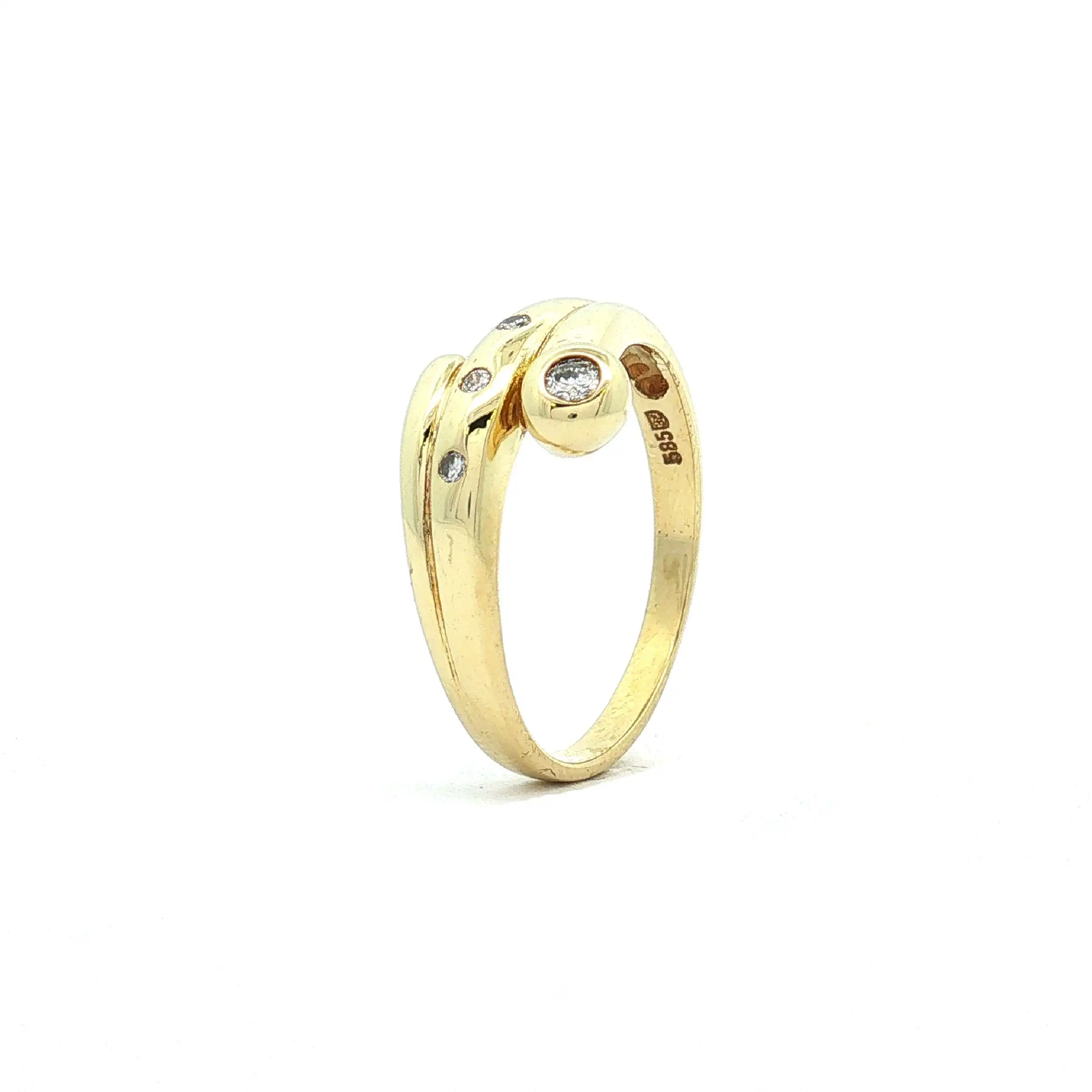 Ring Gelbgold mit Brillanten, graviert mit 0,11ct