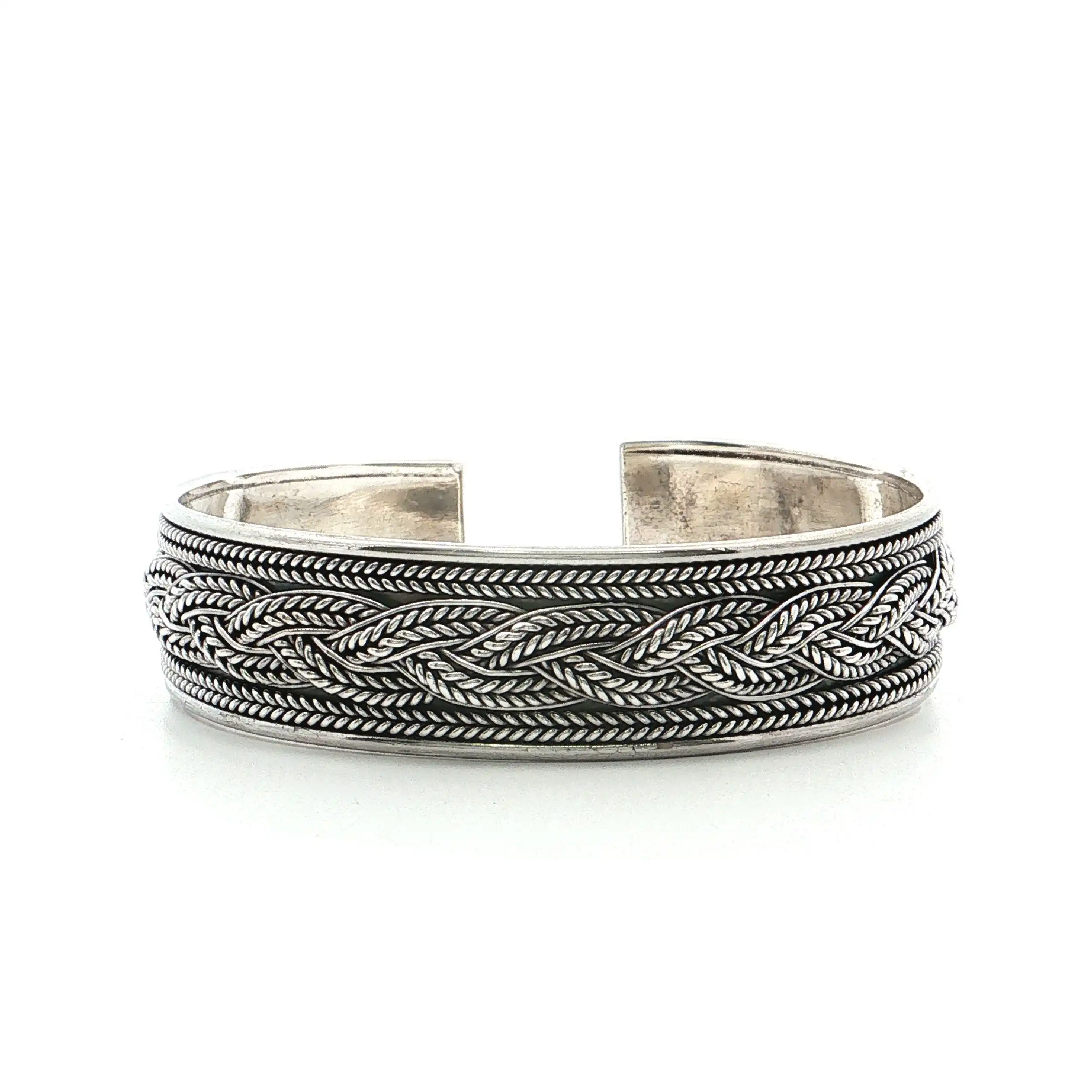Armreif Silber mit geflochtenem Muster