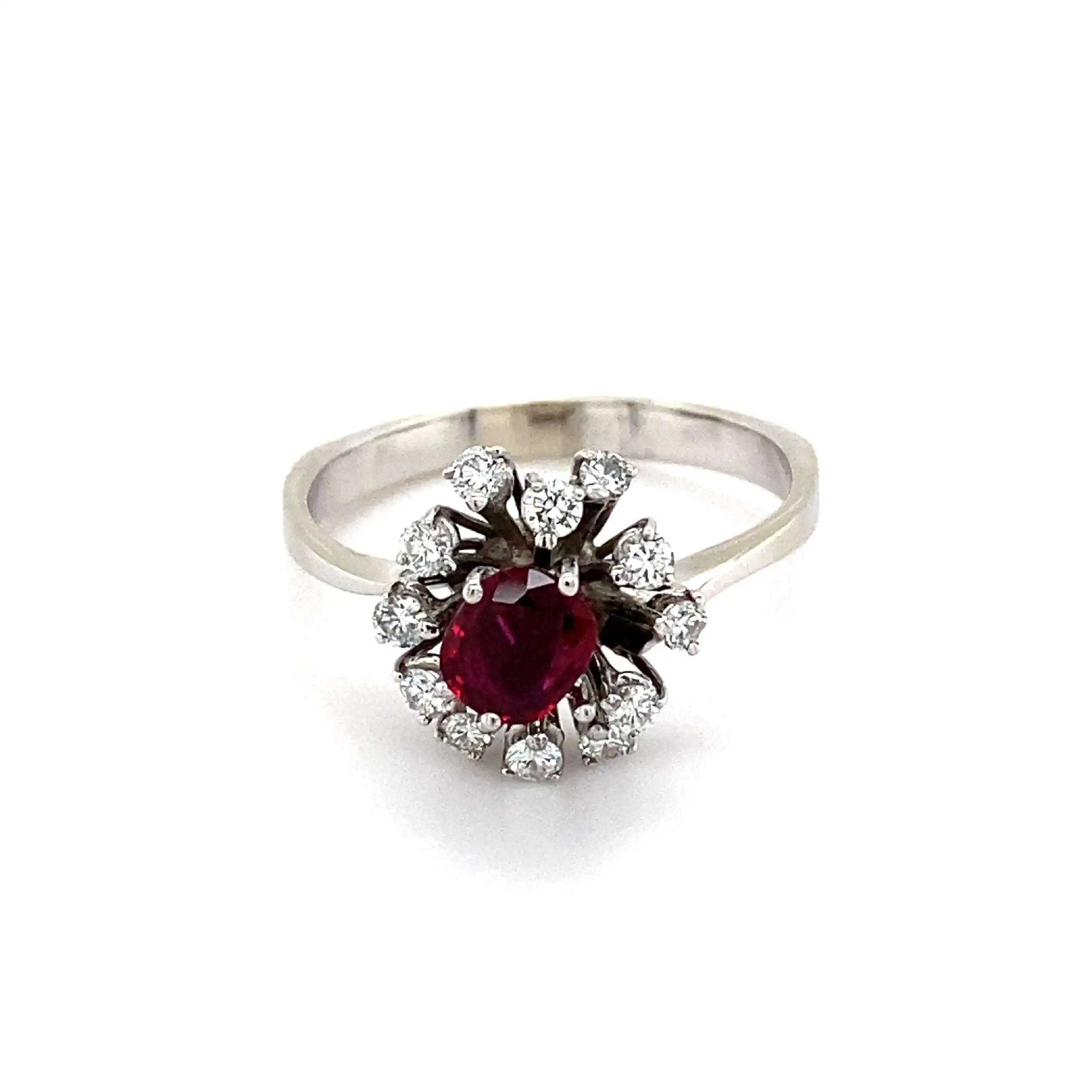 Ring Weißgold mit Rubin und Brillanten Ring Weißgold mit Rubin und Brillanten