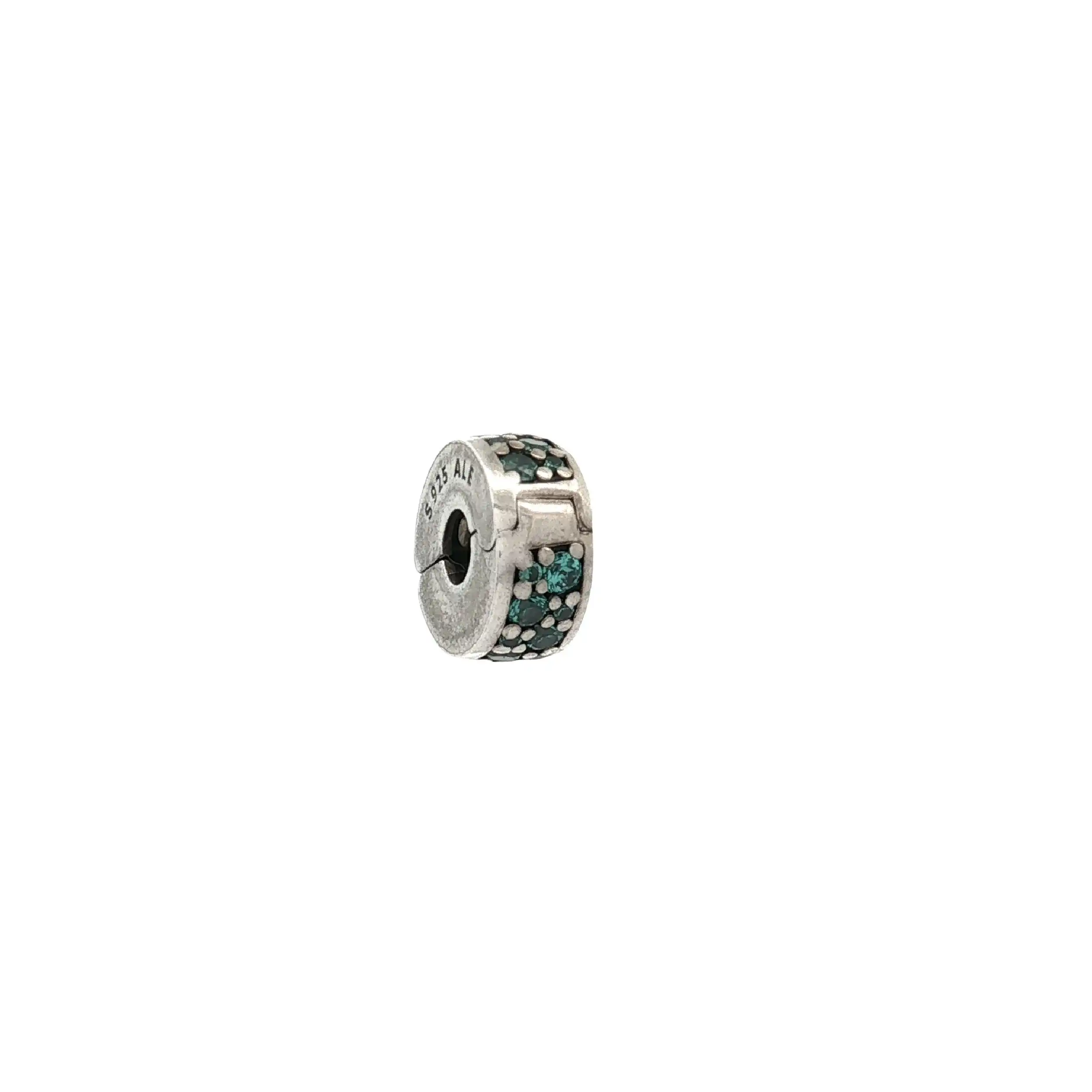 Charm Pandora Clear Pave Clip blau Stopper Charm Pandora Clear Pave Clip blau Stopper