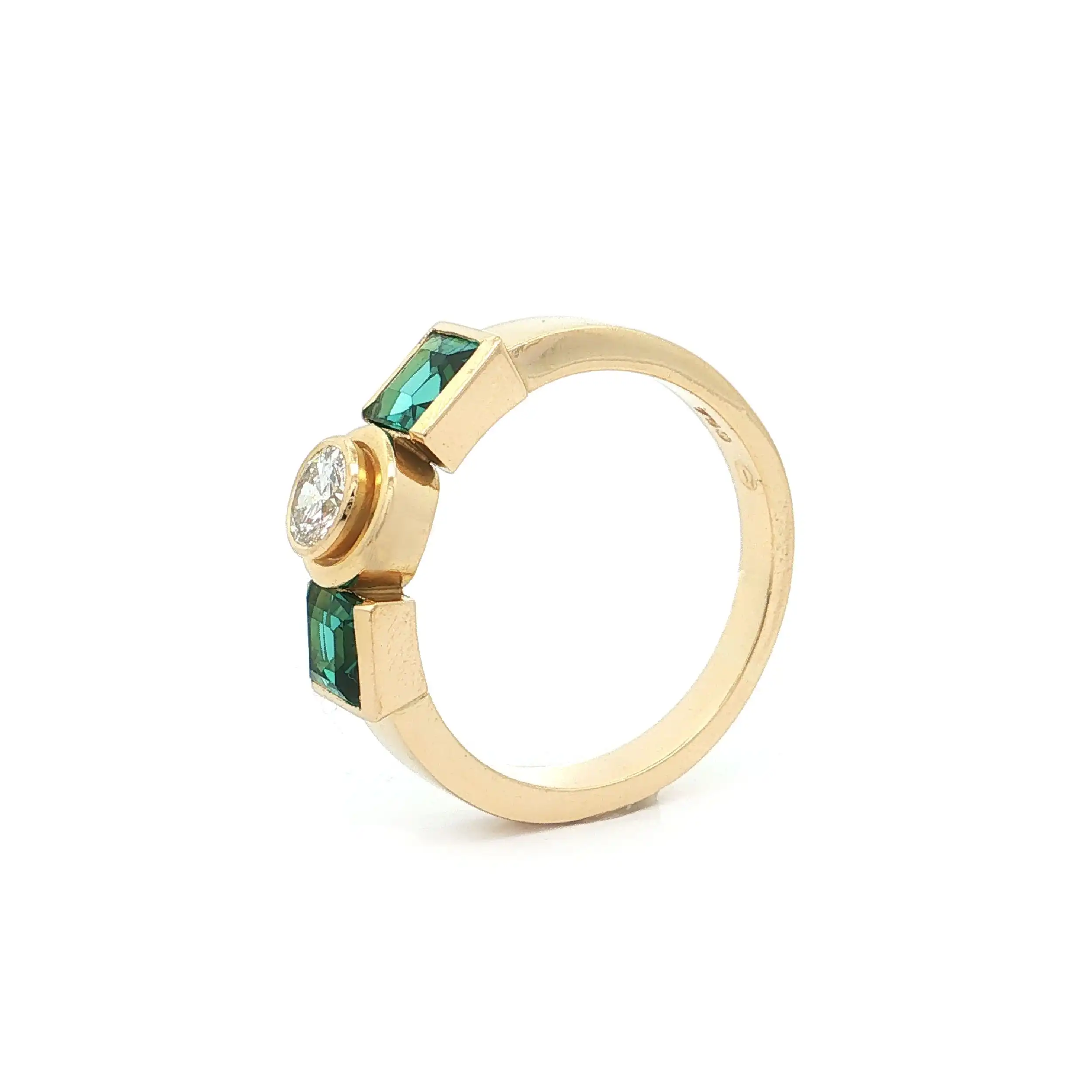 Ring Gelbgold mit Brillant und Turmalinen