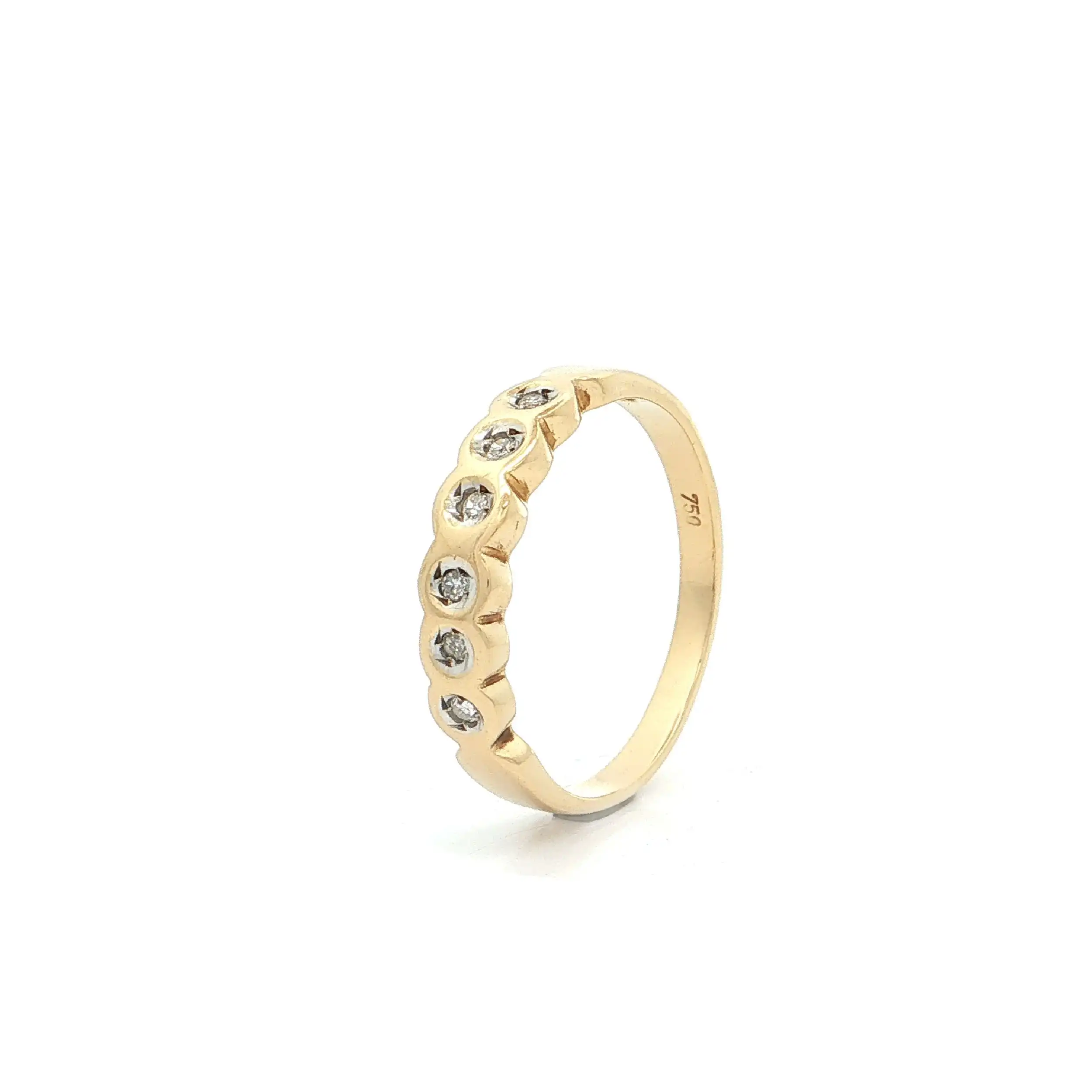 Halbmemoryring Gelbgold mit Diamanten