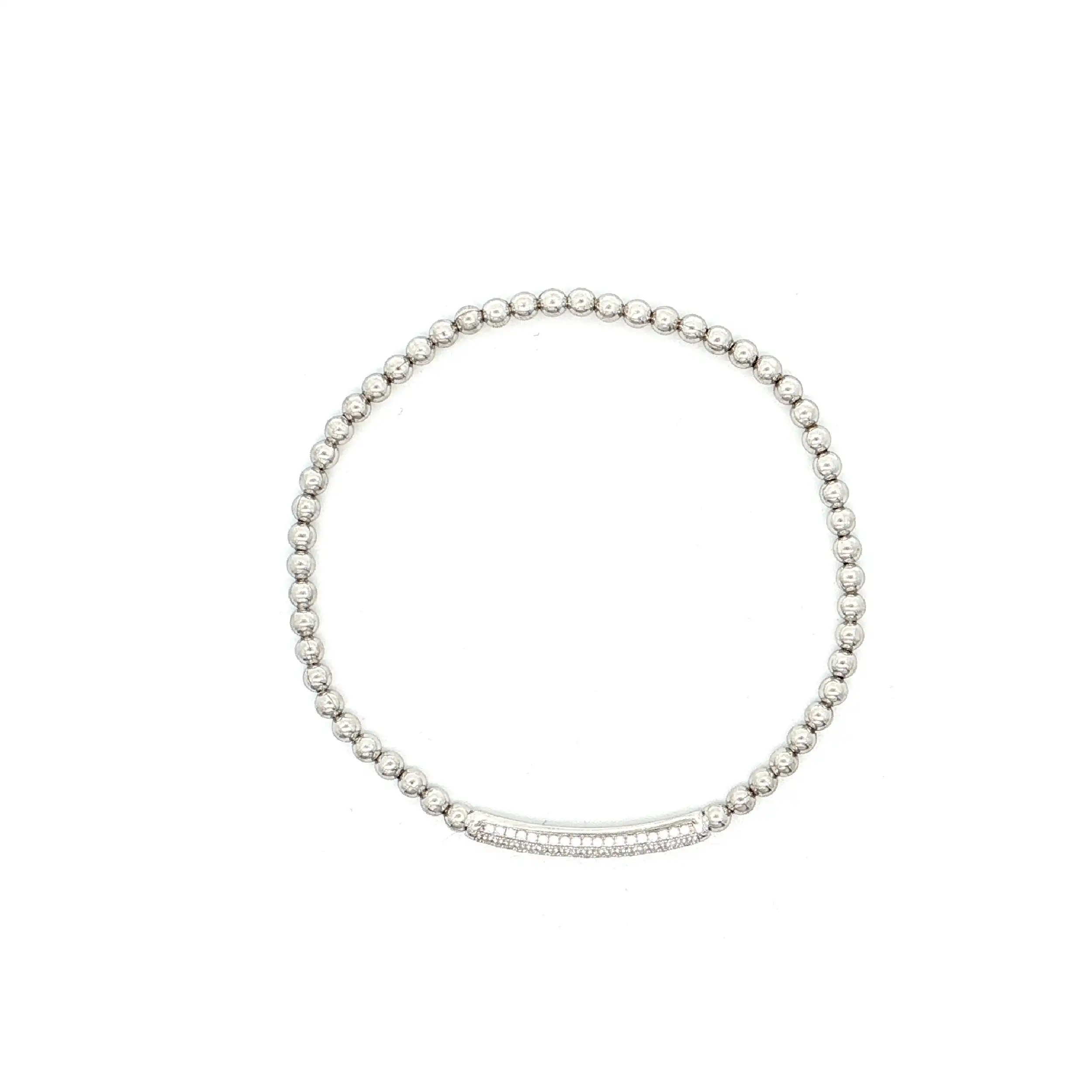 Kügelchenarmband Silber elastisch "Stäbchen" mit Zirkonia