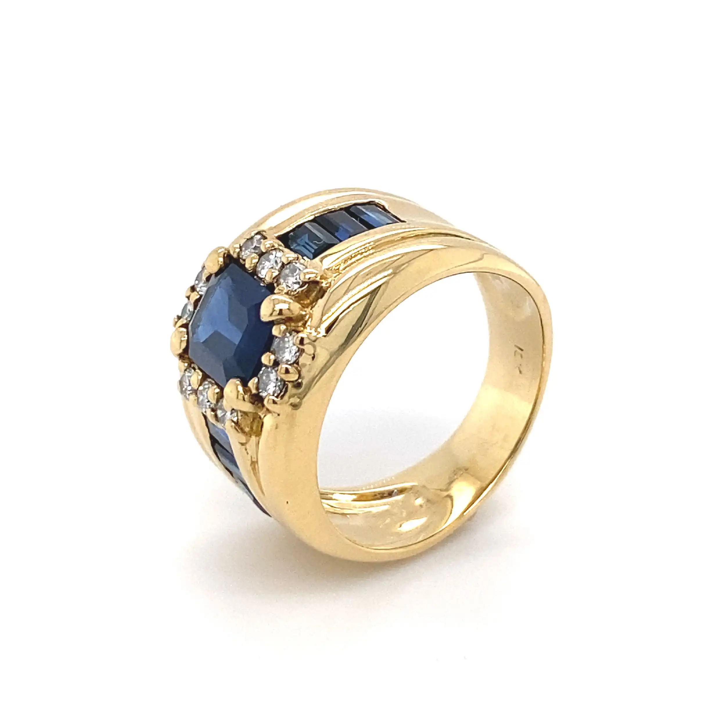 Ring Gelbgold mit Saphiren und Brillanten, mit Expertise von EPL