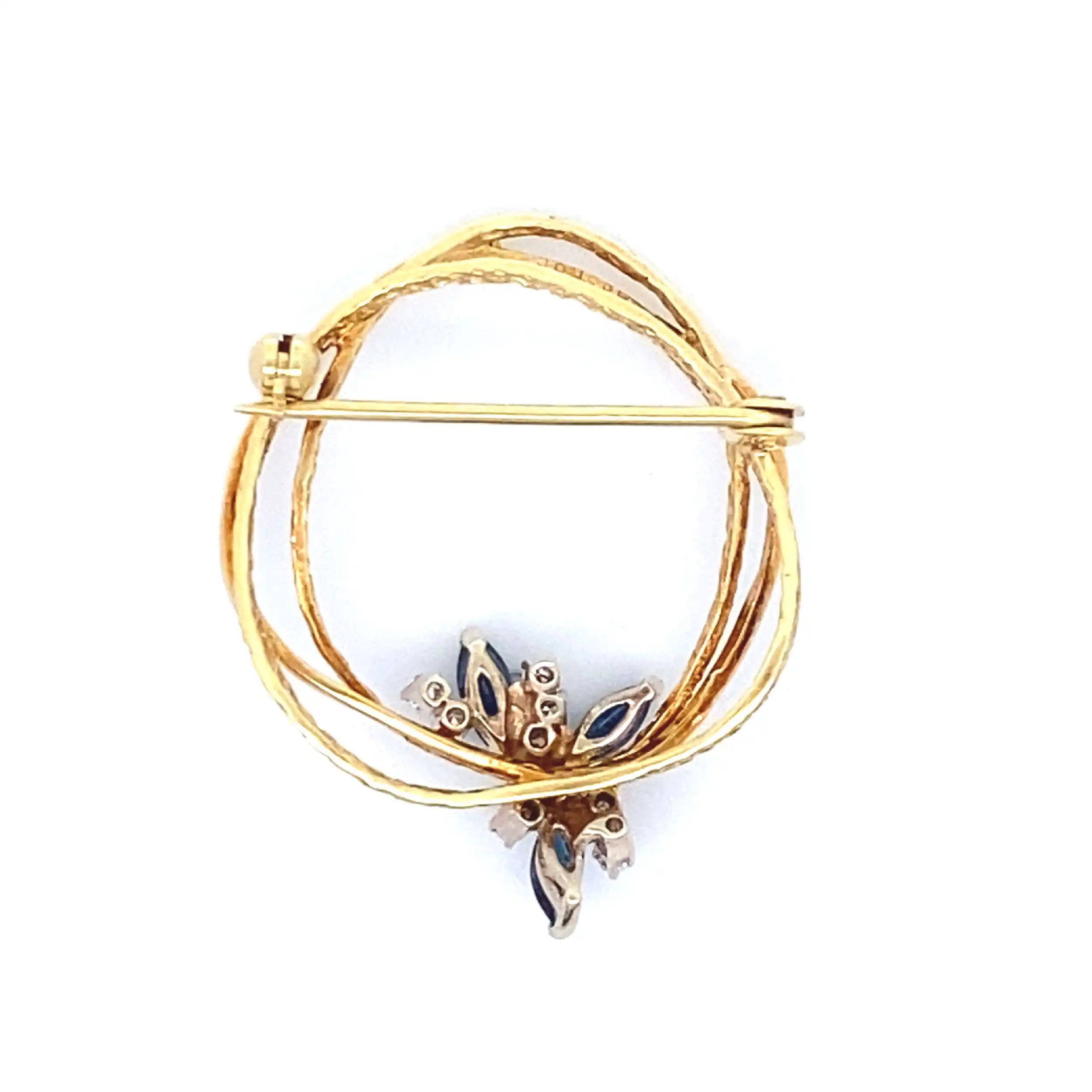 Brosche Bicolor mit Saphiren und Diamanten