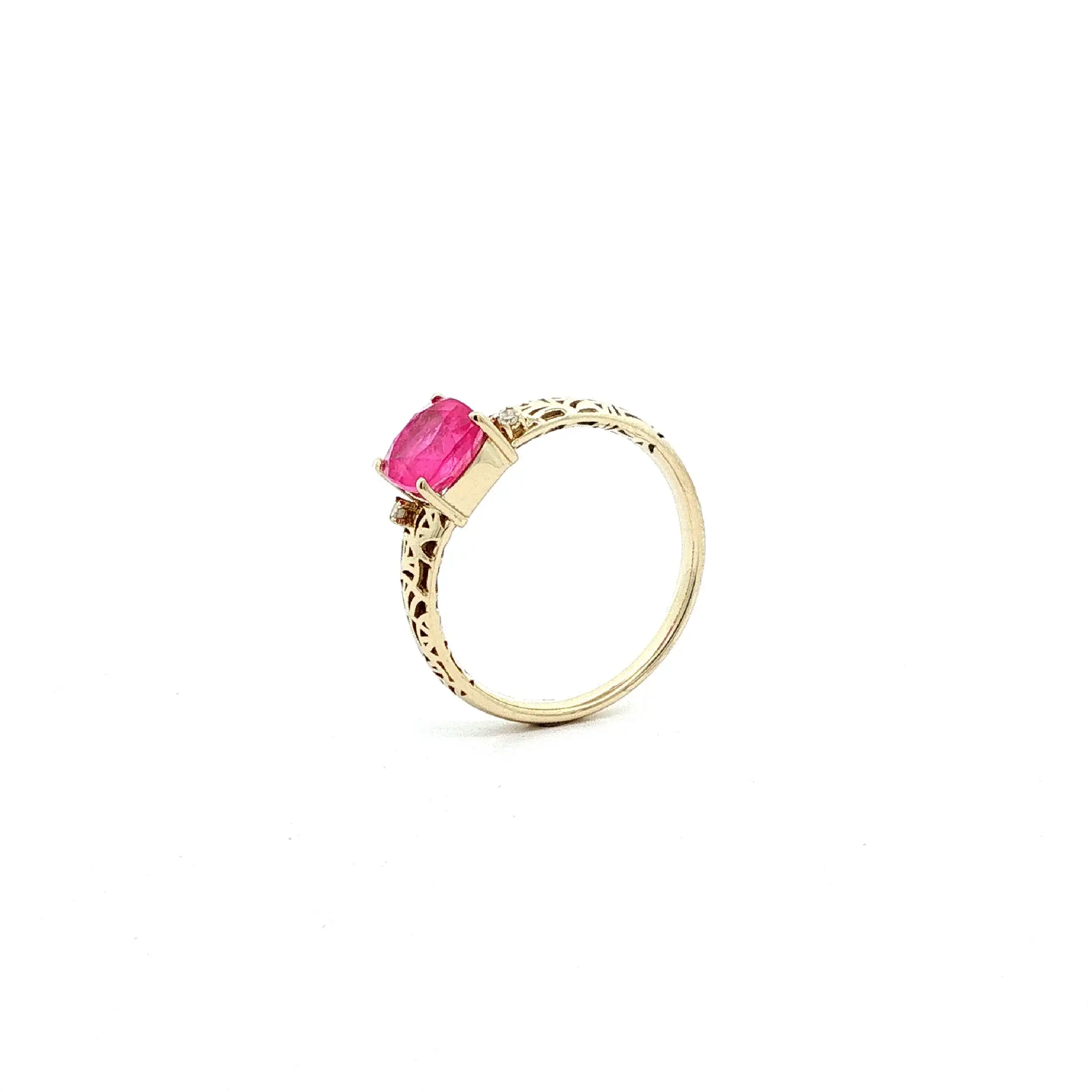 Ring Gelbgold JLO mit pinkem Saphir & Diamanten Ring Gelbgold JLO mit pinkem Saphir & Diamanten