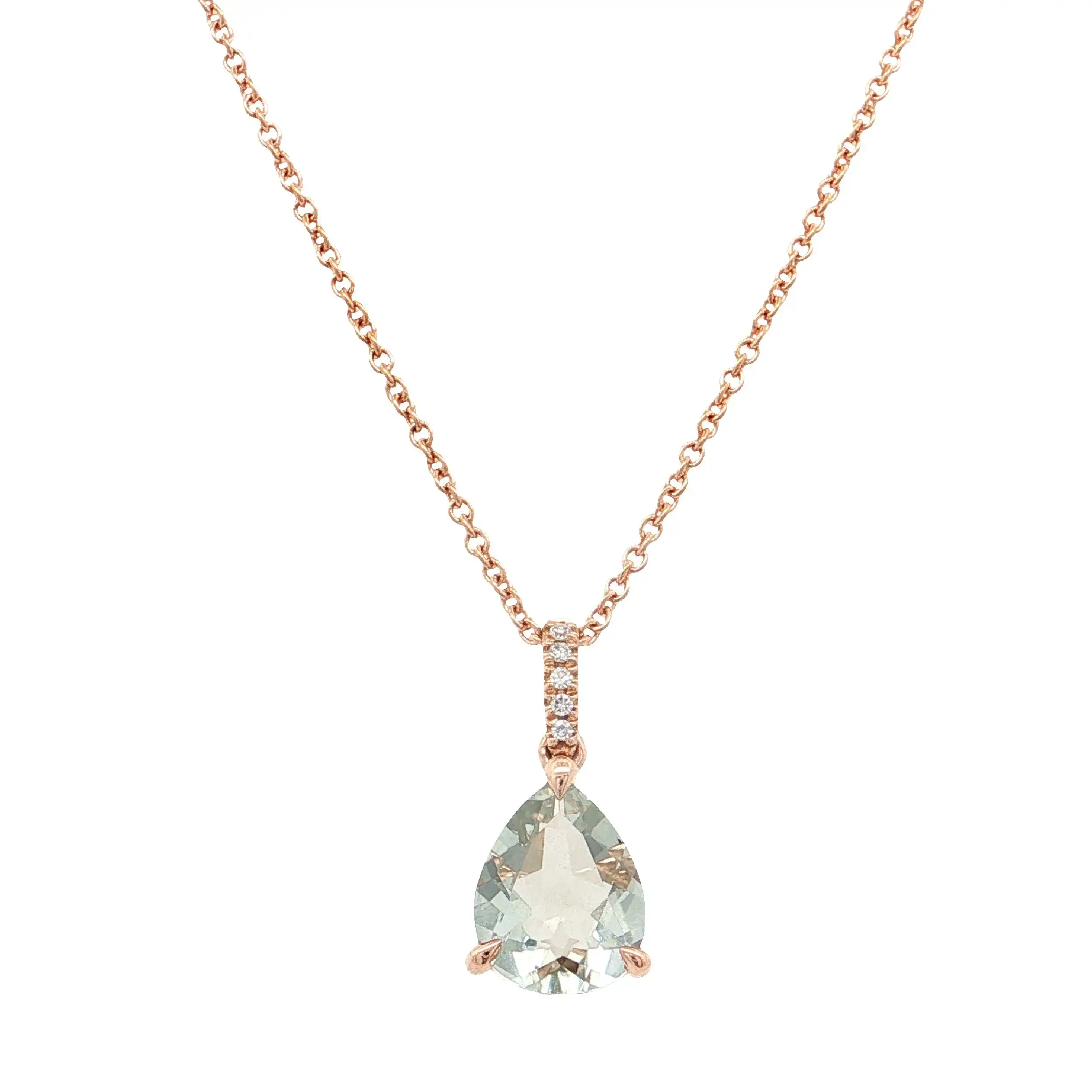 Ankercollier Roségold mit Diamanten und grünem Amethyst