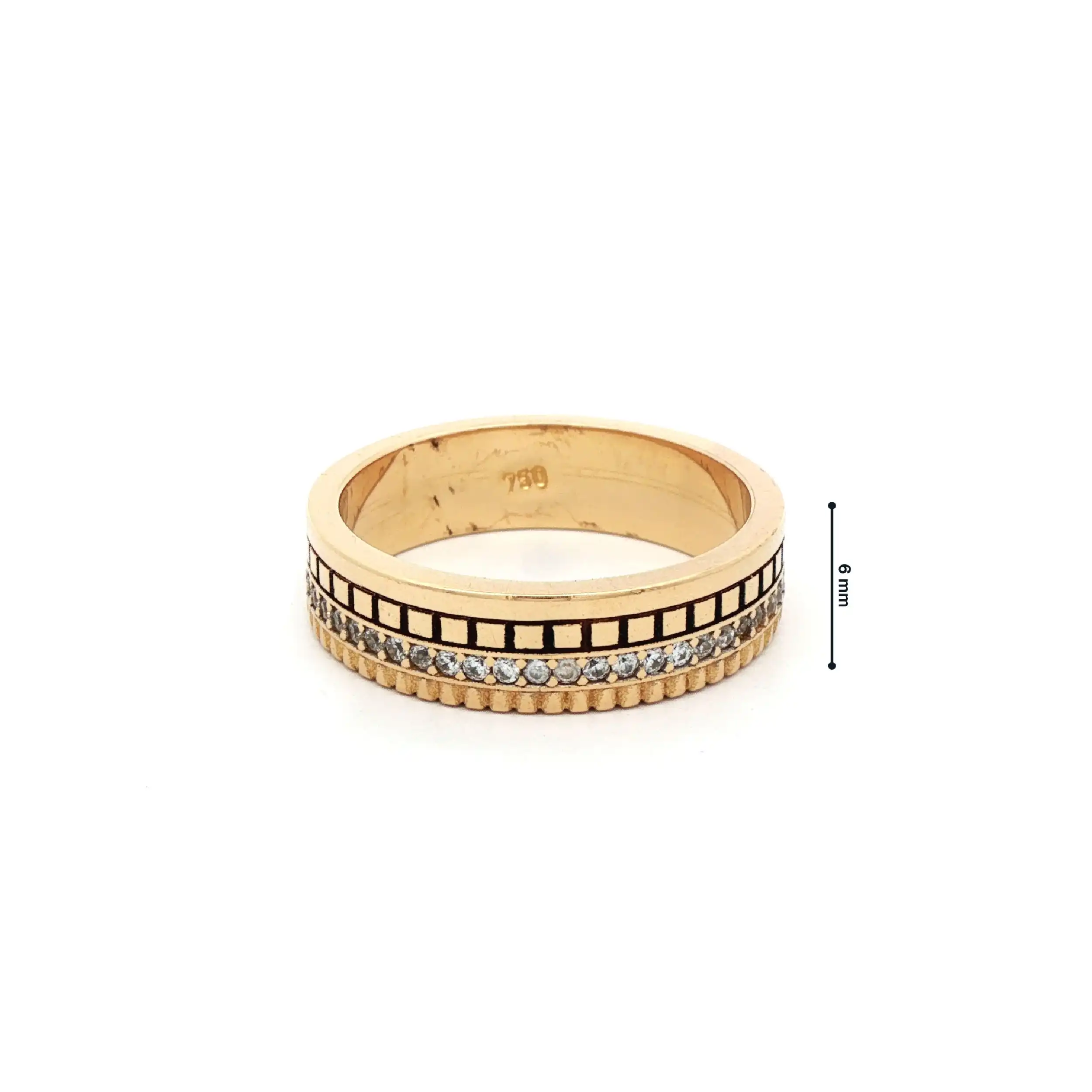 Ring Gelbgold 4-Reihig mit Zirkonia und Mustern Ring Gelbgold 4-Reihig mit Zirkonia und Mustern