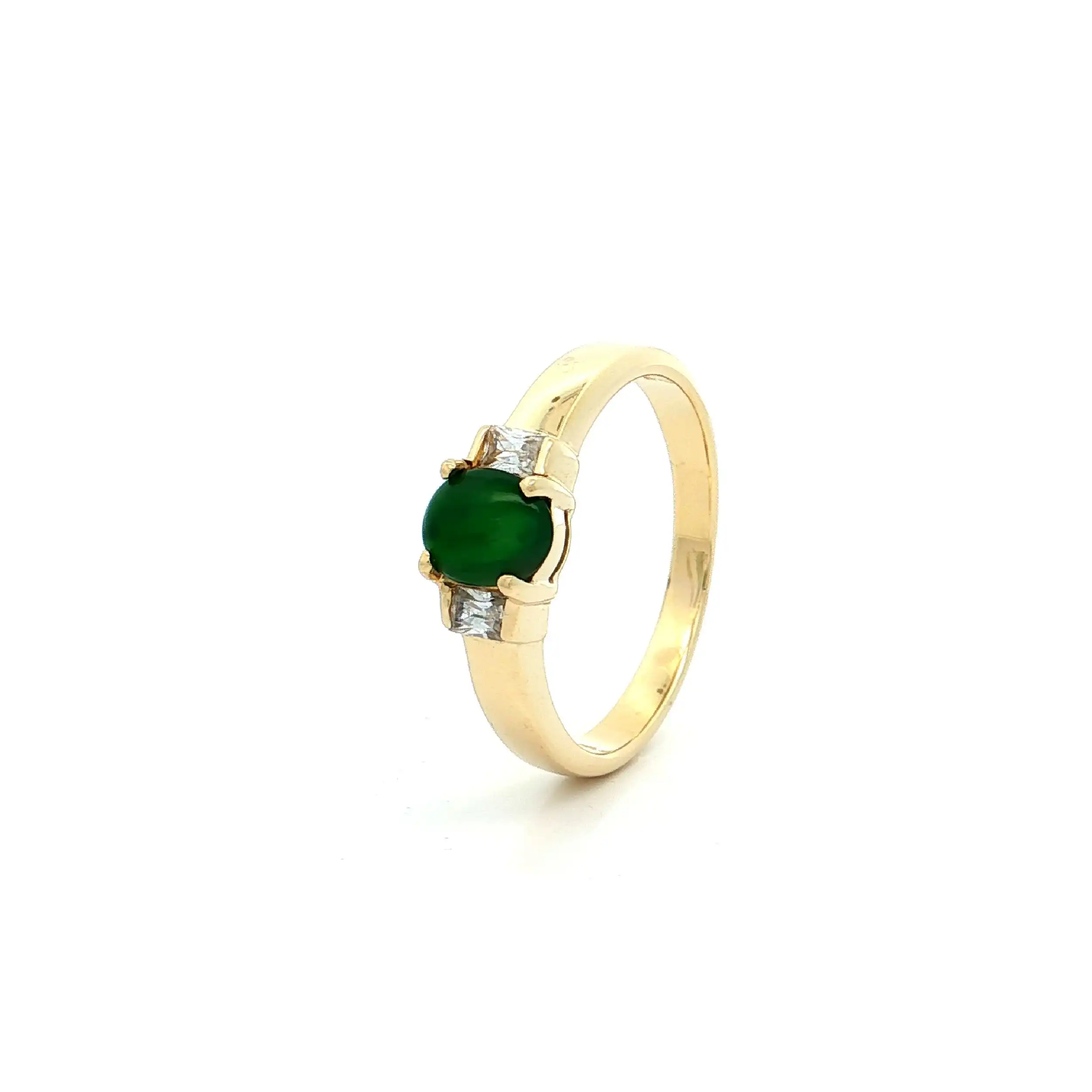 Ring Gelbgold mit Farbstein Cabochon und Diamanten