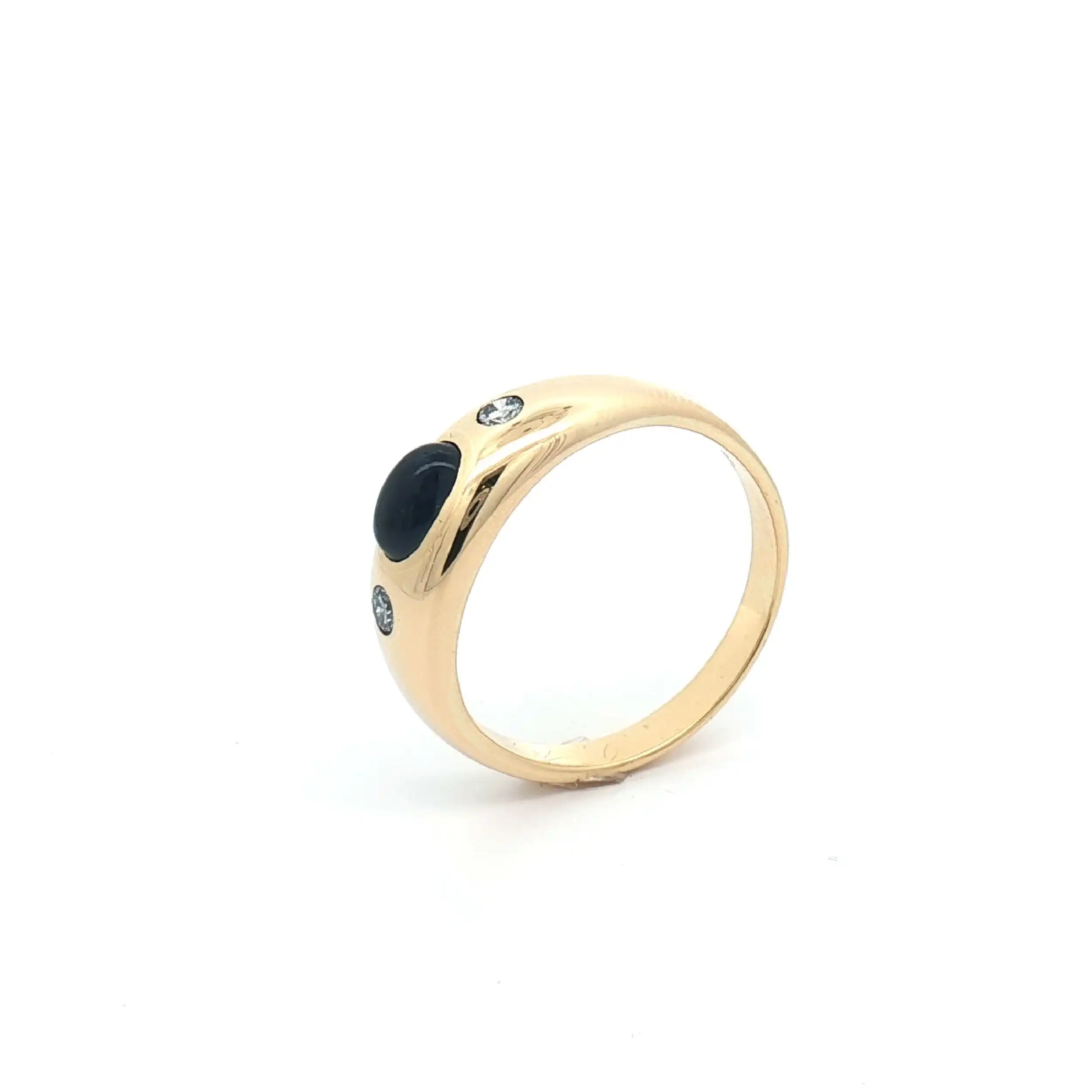 Bandring Gelbgold mit Saphir Cabochon und Brillanten