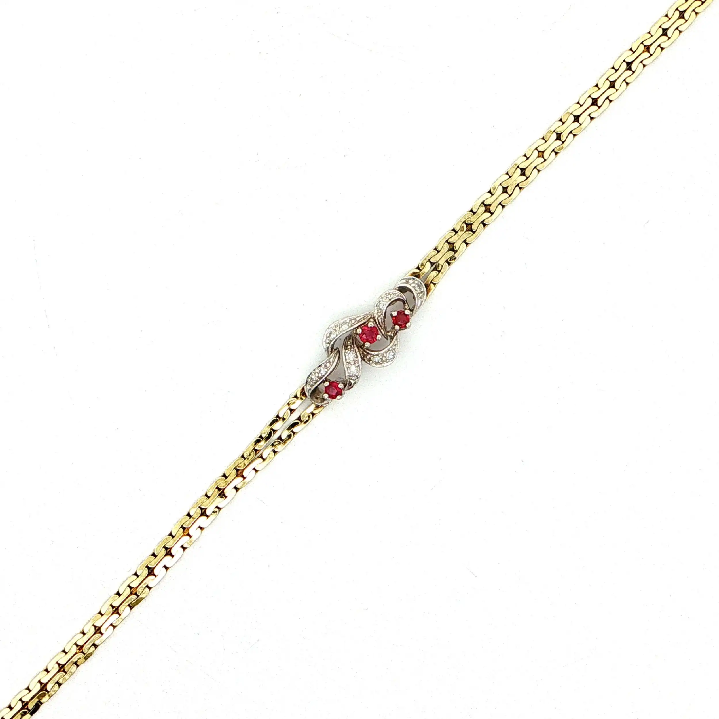 Armband Bicolor mit Rubinen & Diamanten, graviert mit 0,06ct. Armband Bicolor mit Rubinen & Diamanten, graviert mit 0,06ct.