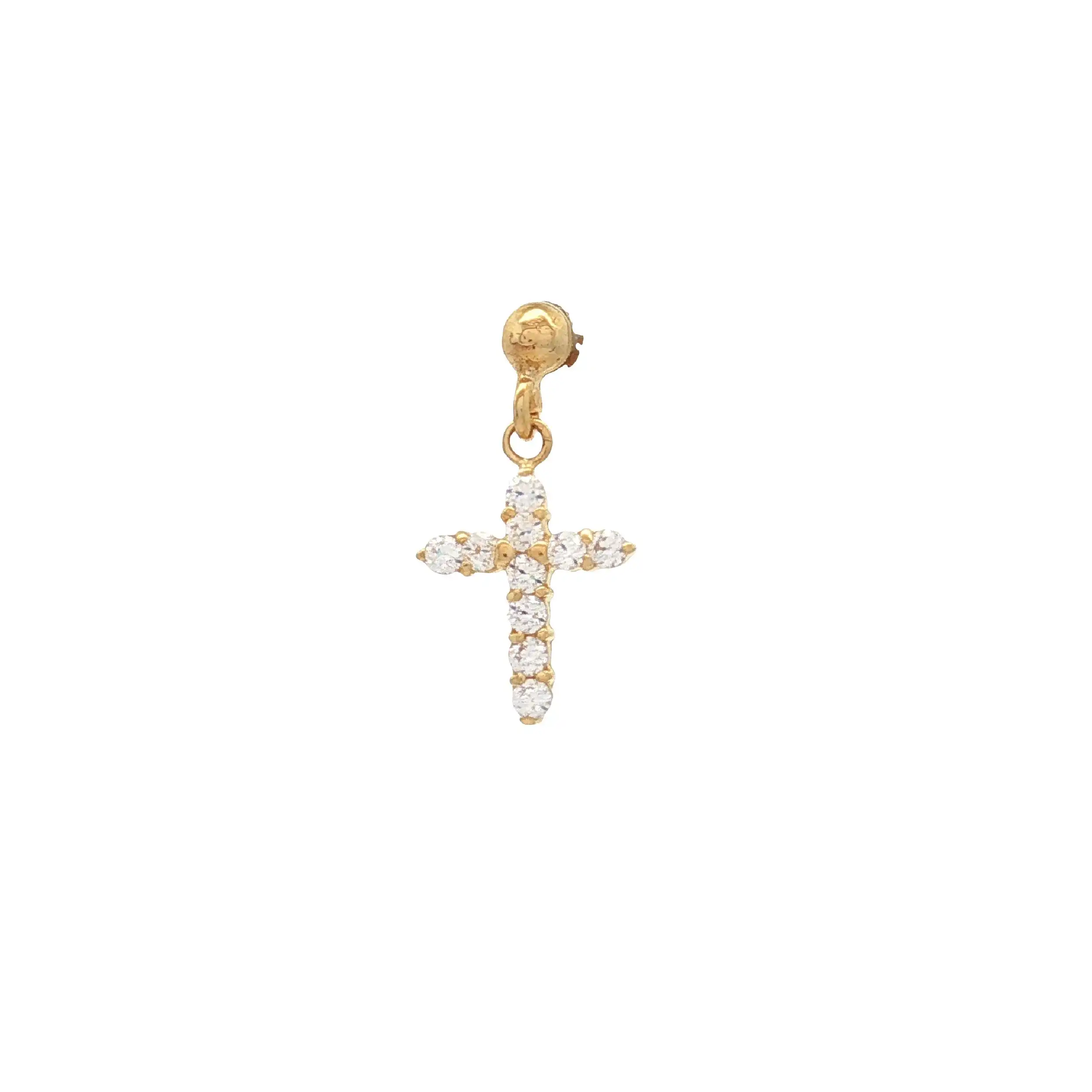 Einzelner Ohrstecker Kreuz mit Zirkonia Einzelner Ohrstecker Kreuz mit Zirkonia