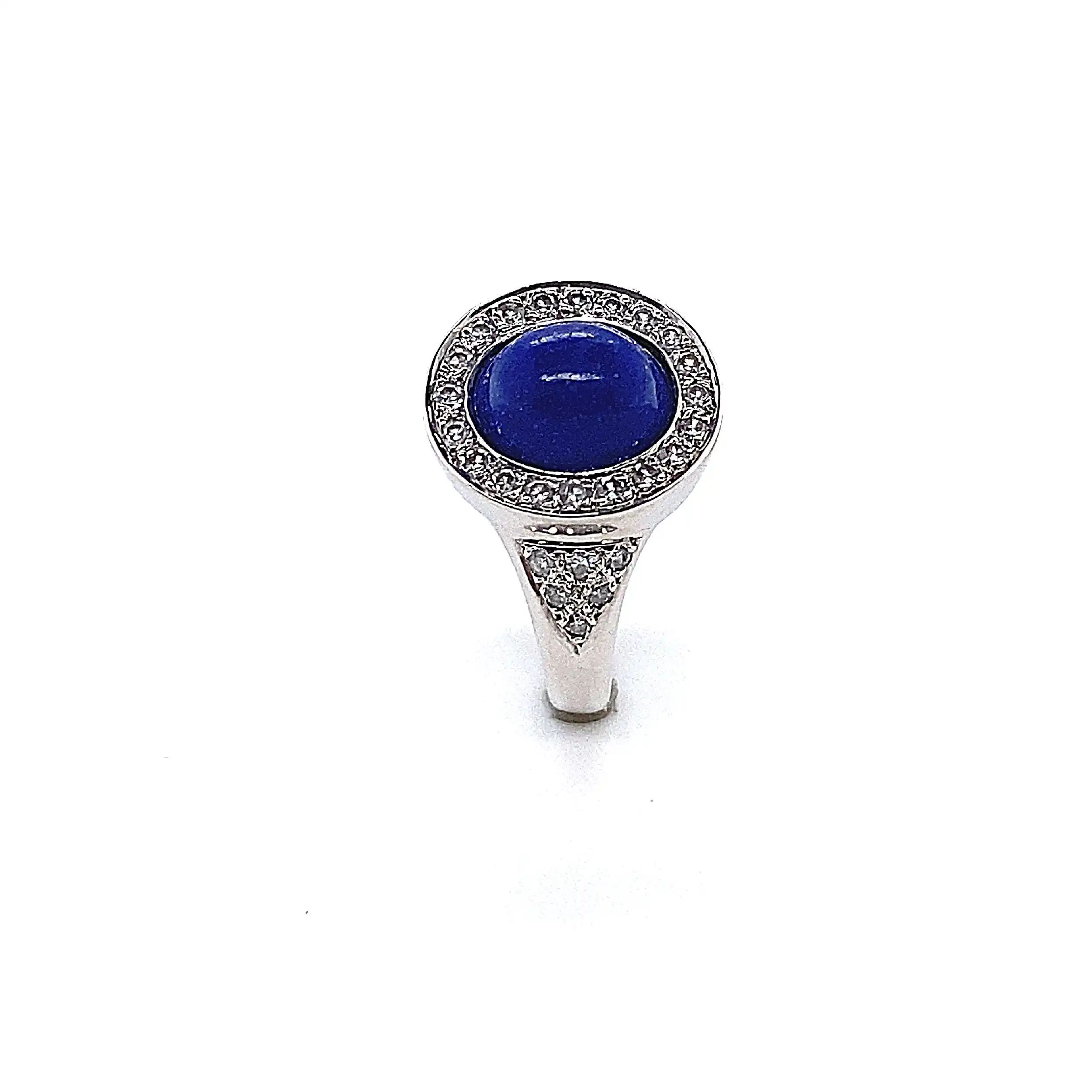 Ring Weißgold mit Lapis und Diamanten