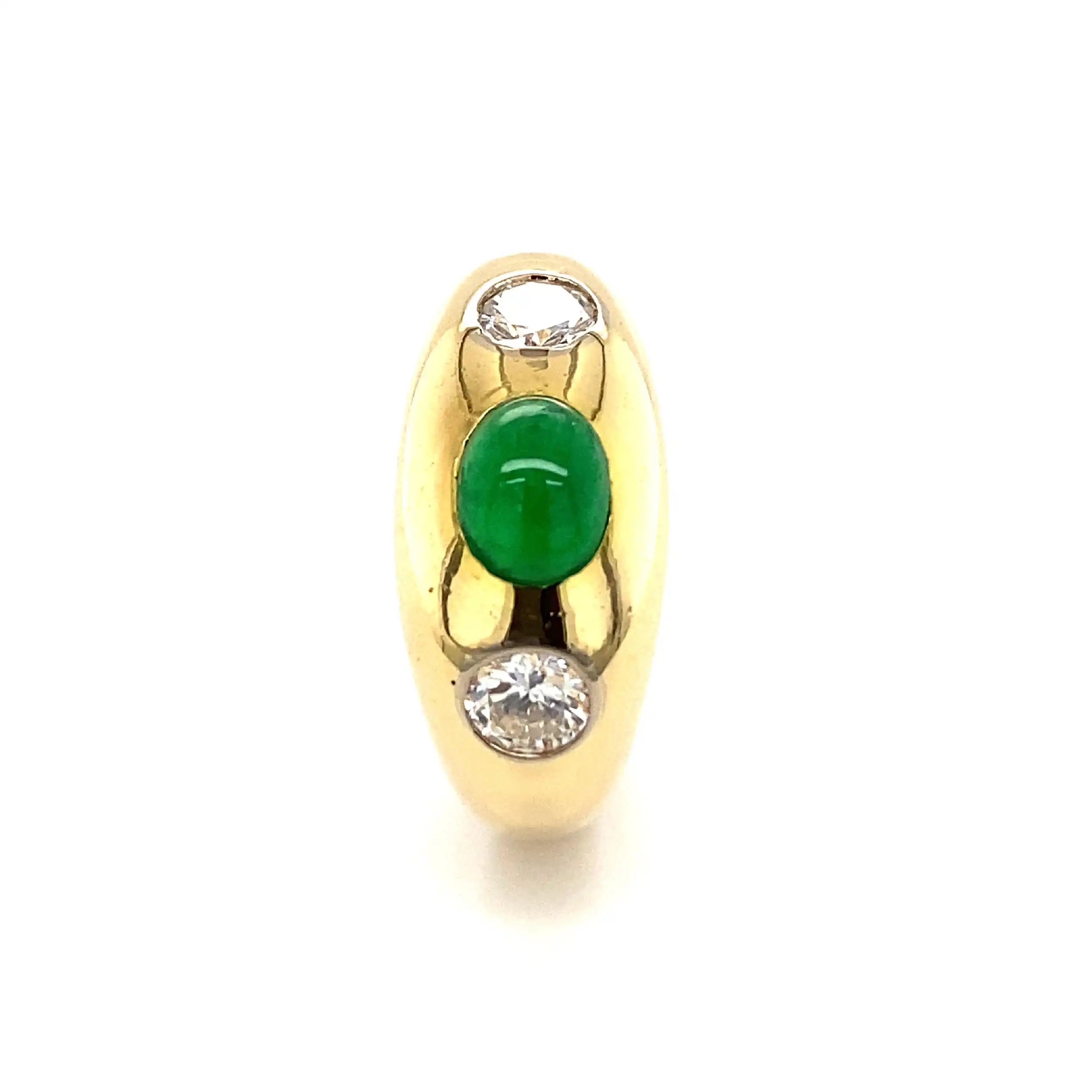 Ring Gelbgold mit Smaragd Cabochon & Brillanten Ring Gelbgold mit Smaragd Cabochon & Brillanten