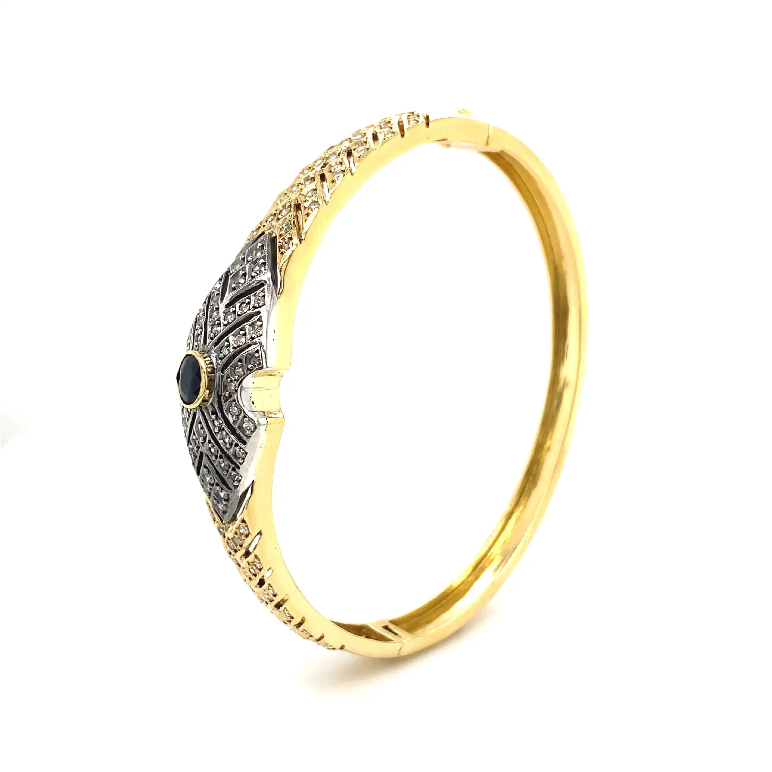Armreif Bicolor mit Saphir & Diamanten