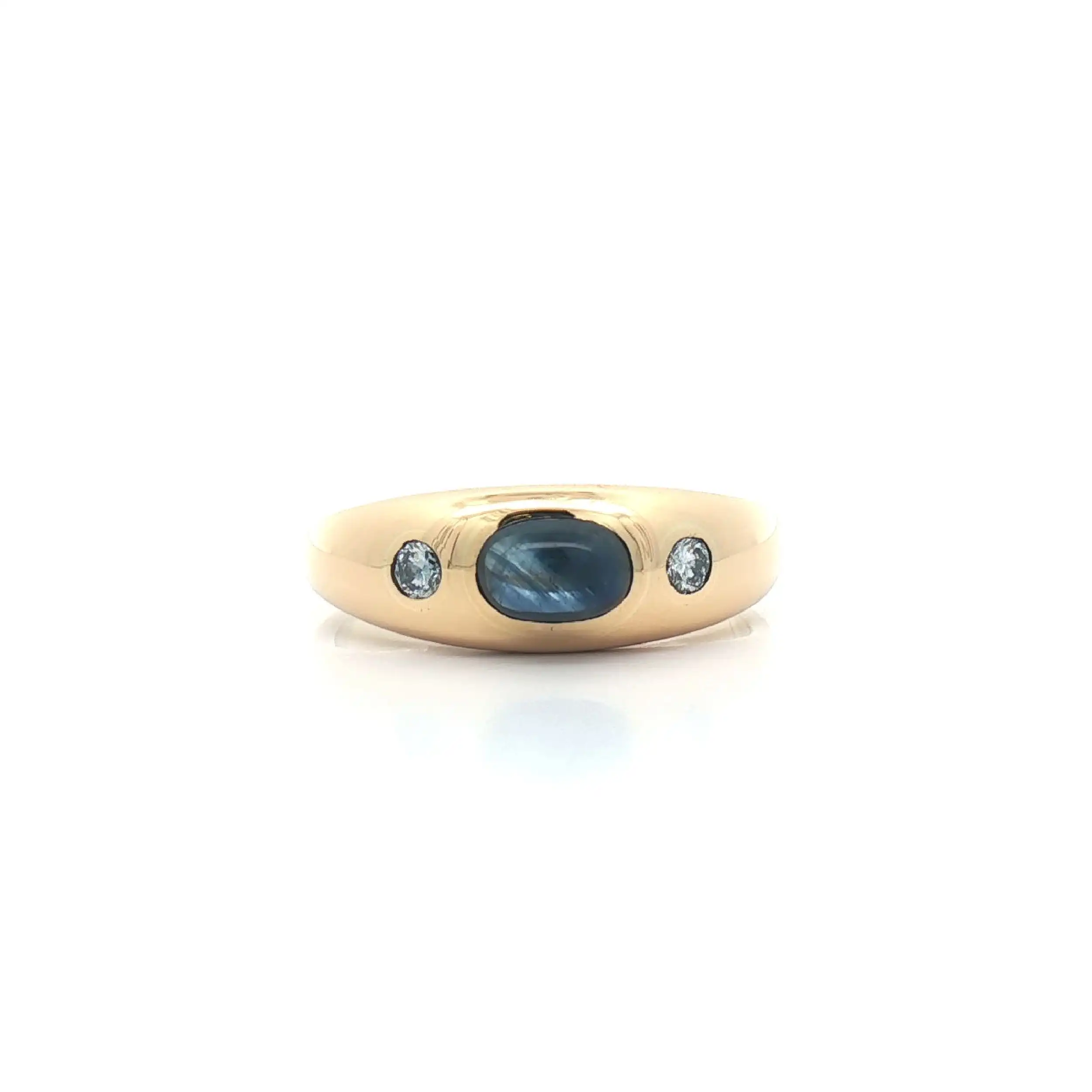 Bandring Gelbgold mit Saphir Cabochon und Brillanten Bandring Gelbgold mit Saphir Cabochon und Brillanten
