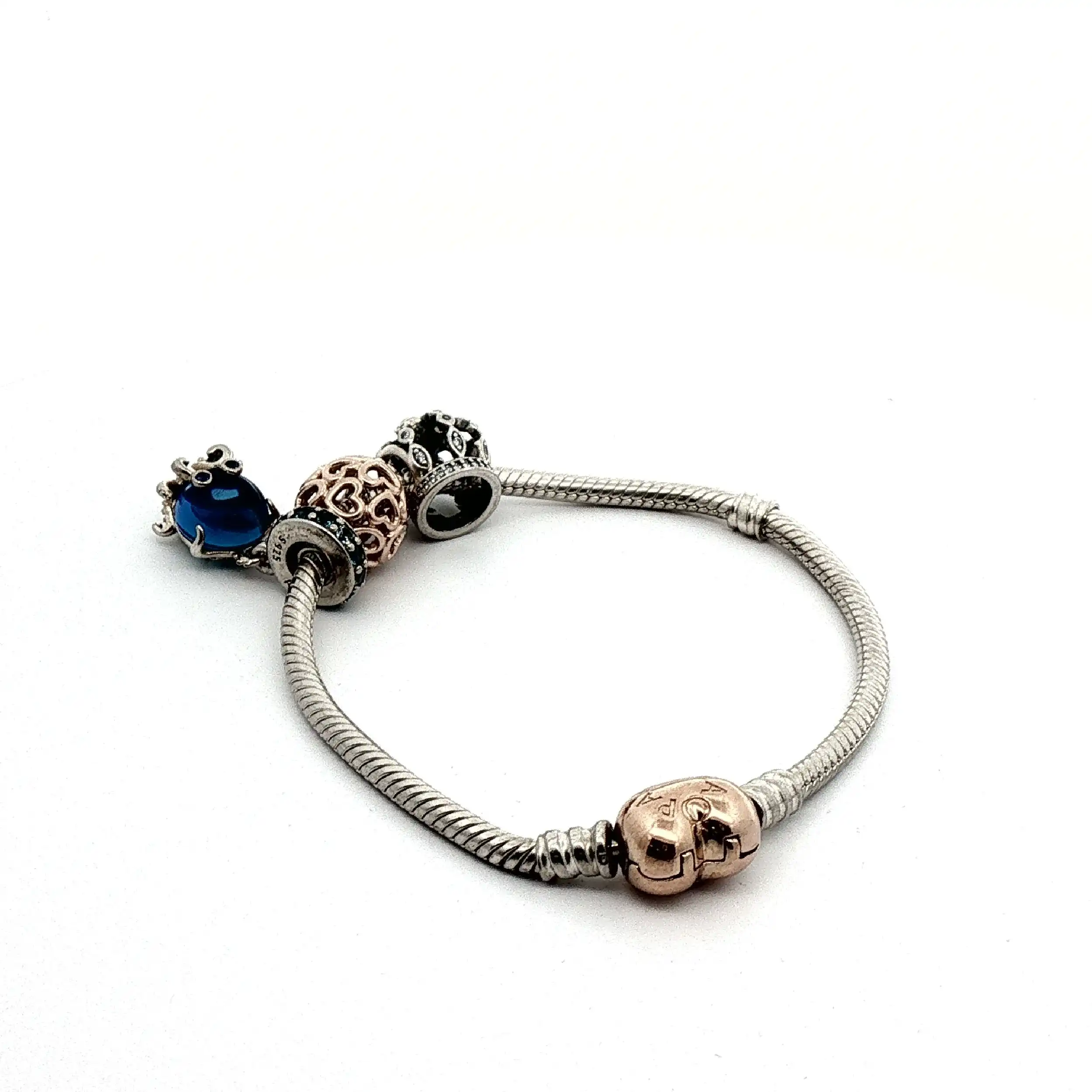 Armband Silber Bicolor Pandora mit 3 Charms