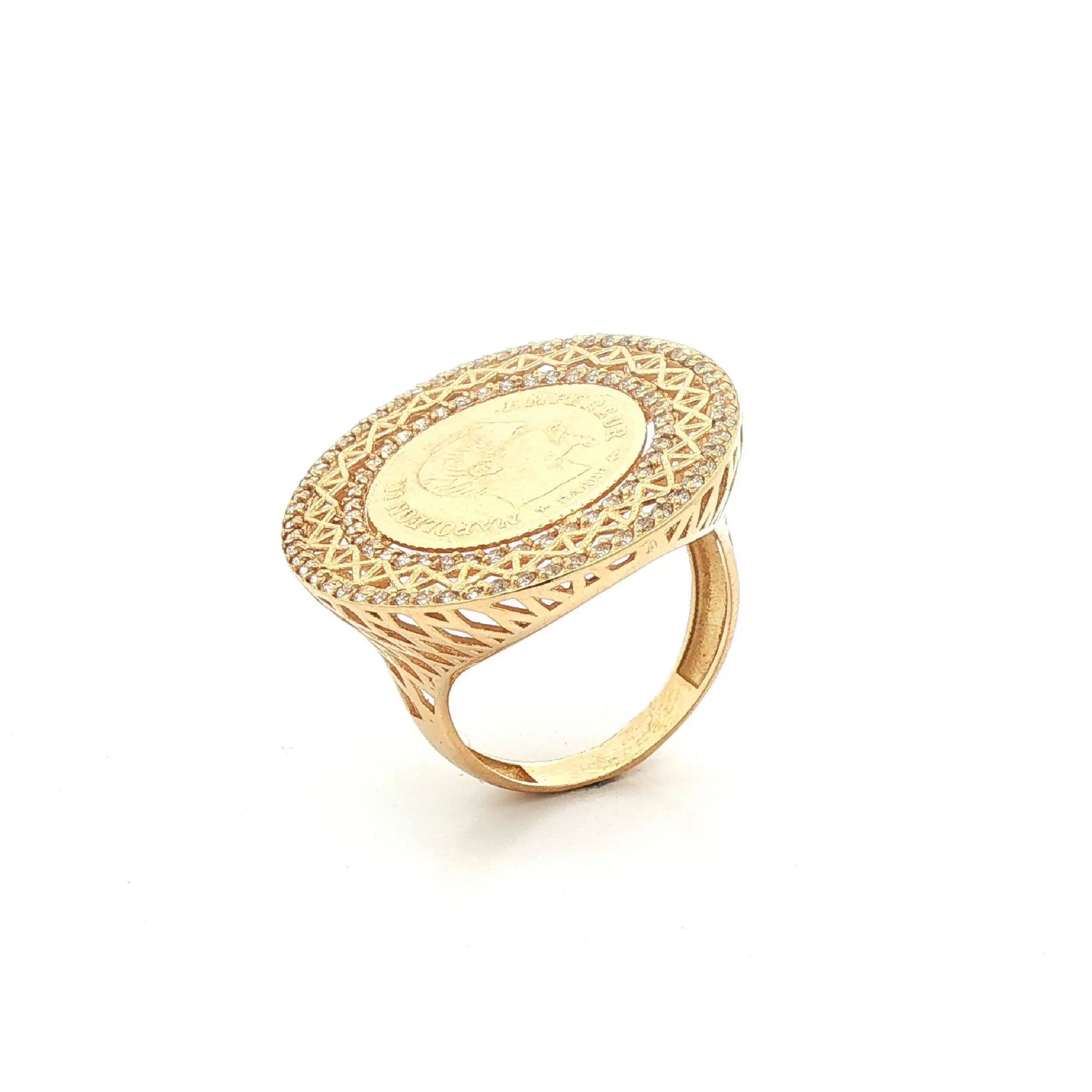 Ring Gelbgold mit Münze und Zirkonia Ring Gelbgold mit Münze und Zirkonia