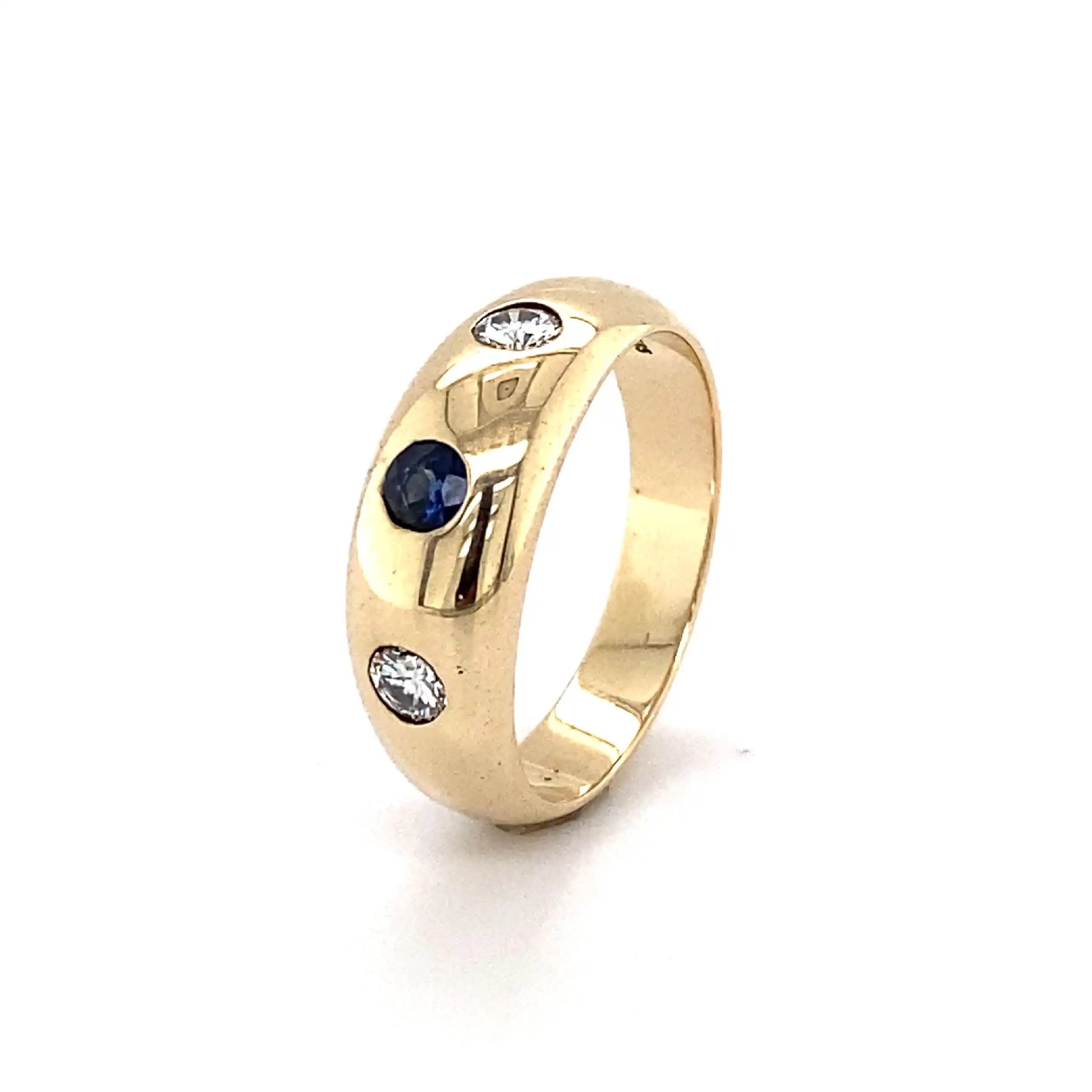 Ring Gelbgold mit Brillanten und blauem Farbstein Ring Gelbgold mit Brillanten und blauem Farbstein