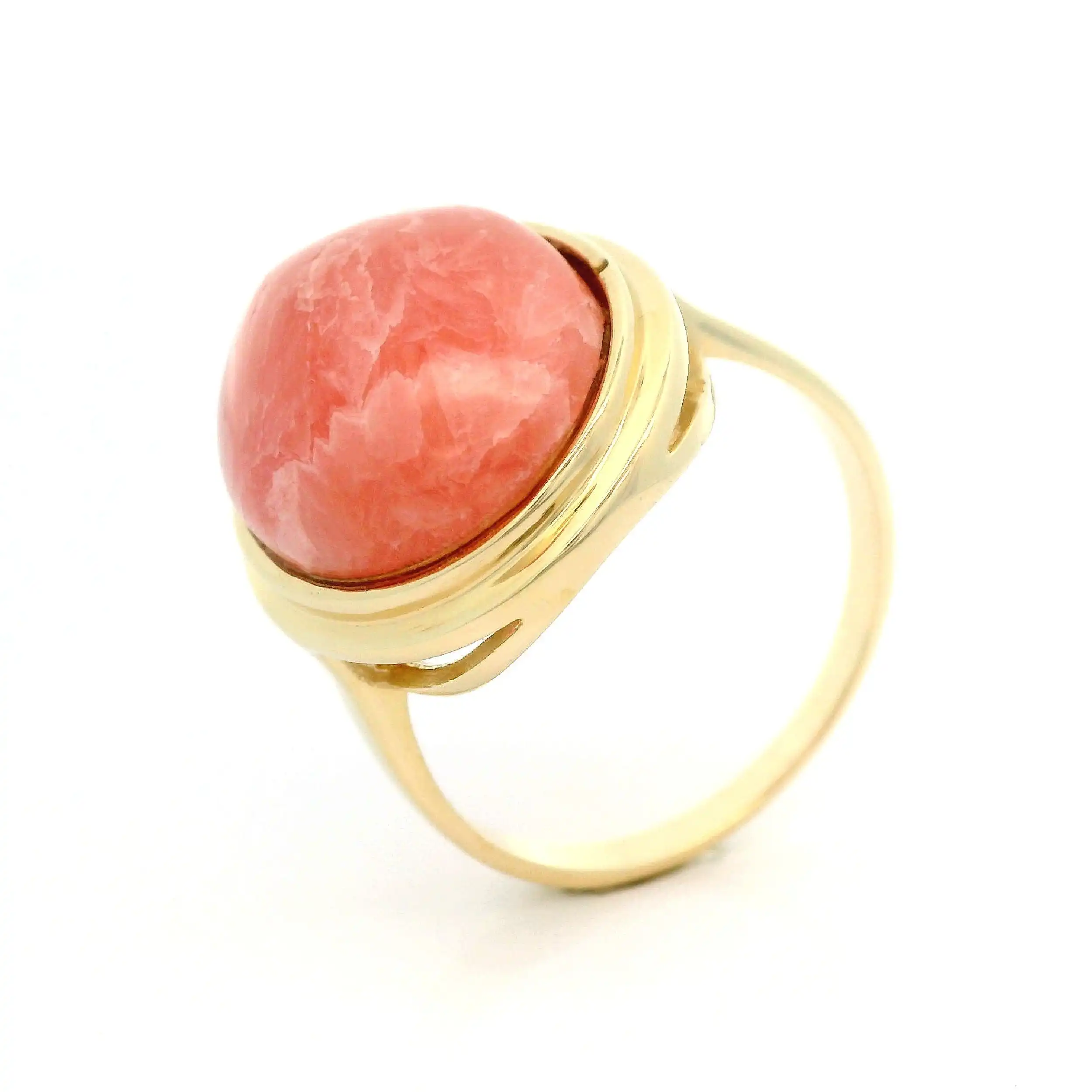 Ring Gelbgold mit Rhodochrosit Cabochon