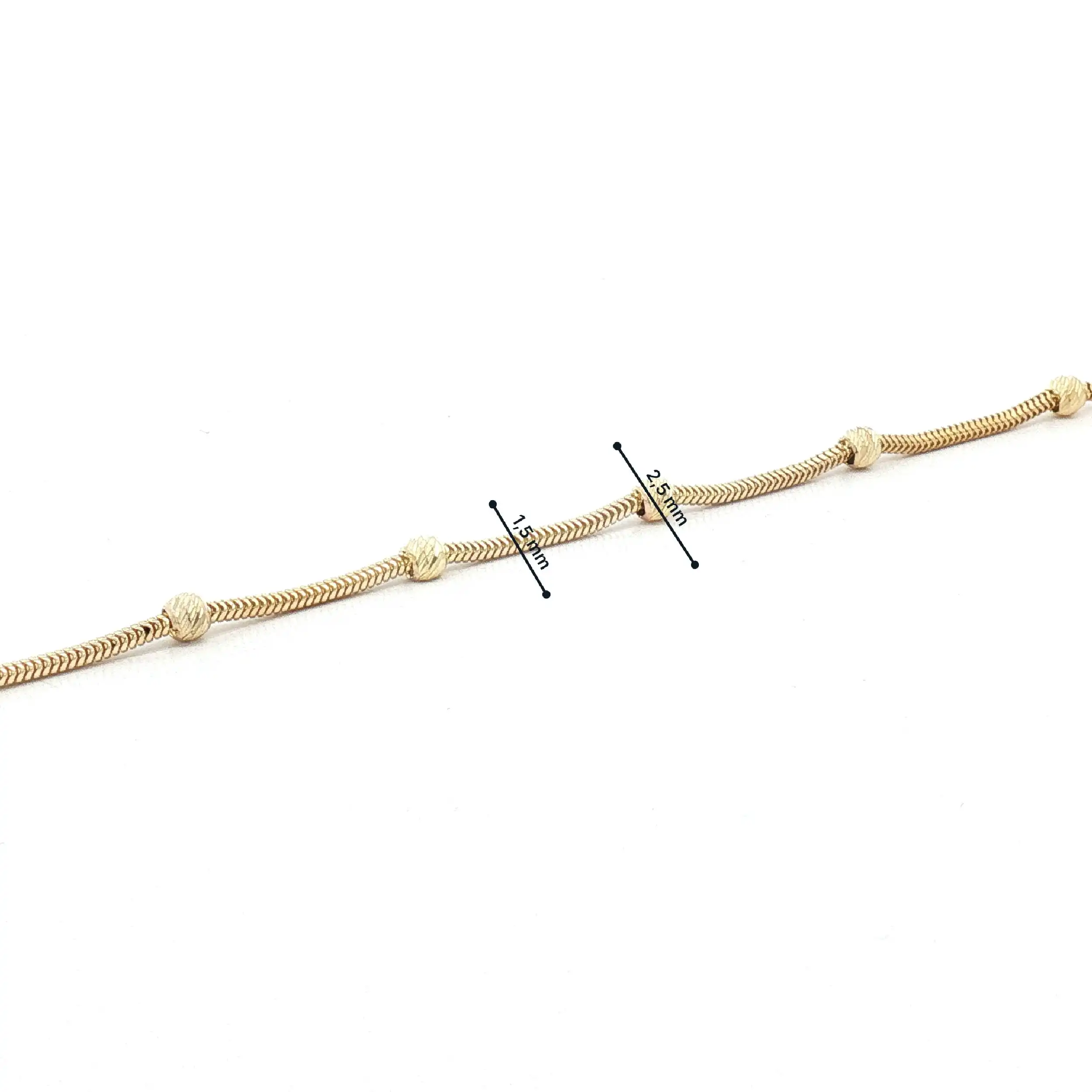 Schlangenarmband Gelbgold mit diamantierten Kugeln