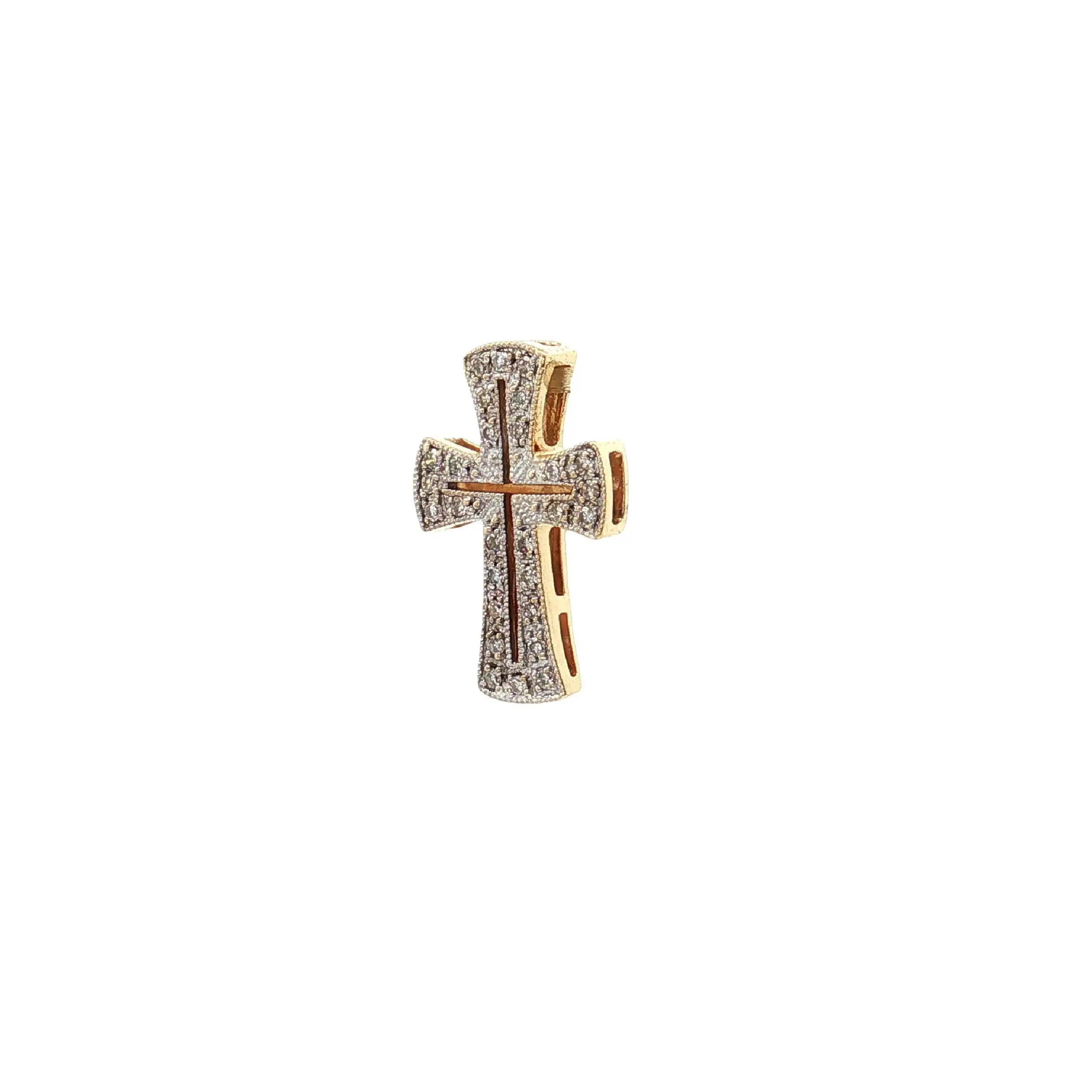 Anhänger Bicolor Kreuz mit Diamanten