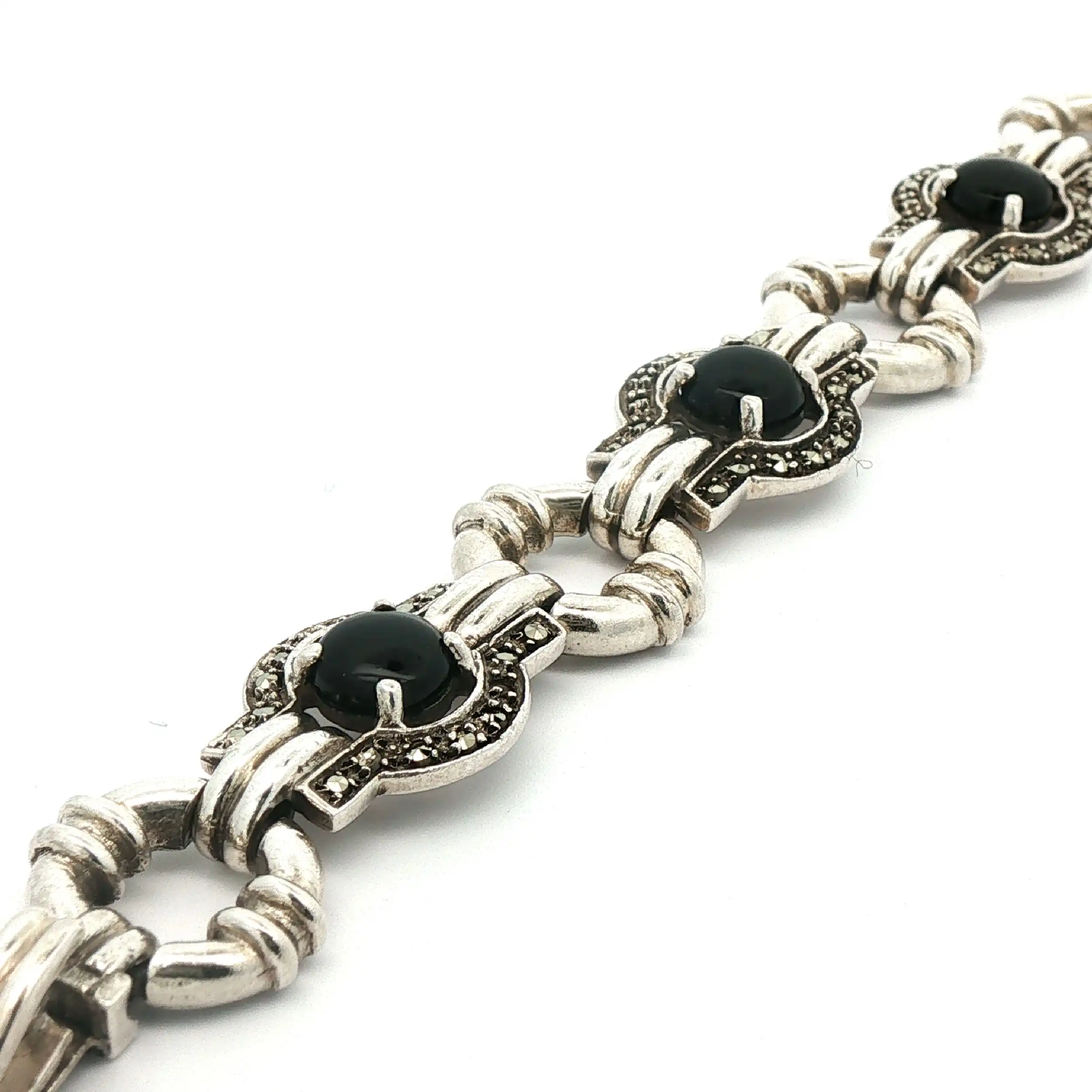Armband Silber mit schwarzen Steinen