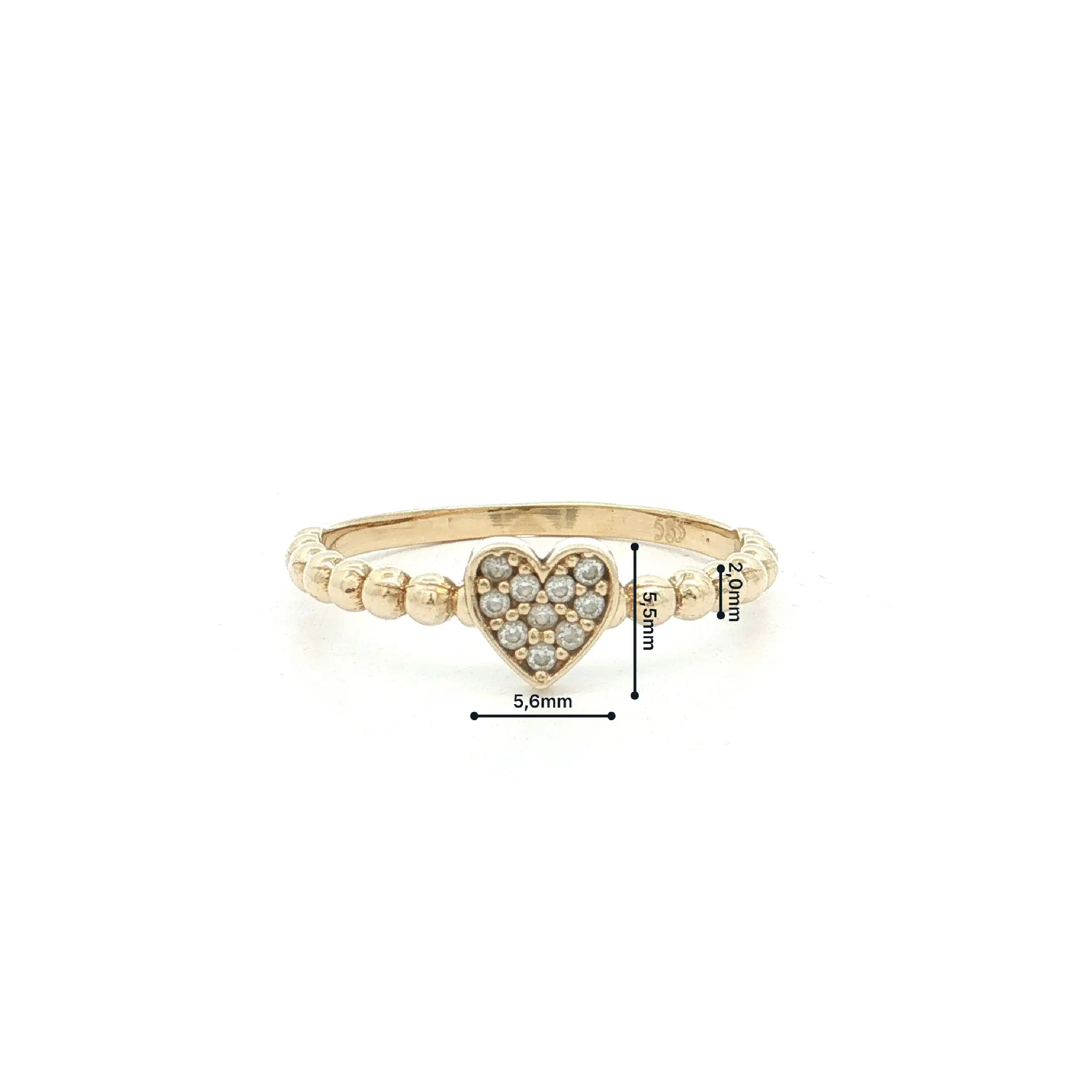 Ring Gelbgold Herz mit Zirkonia